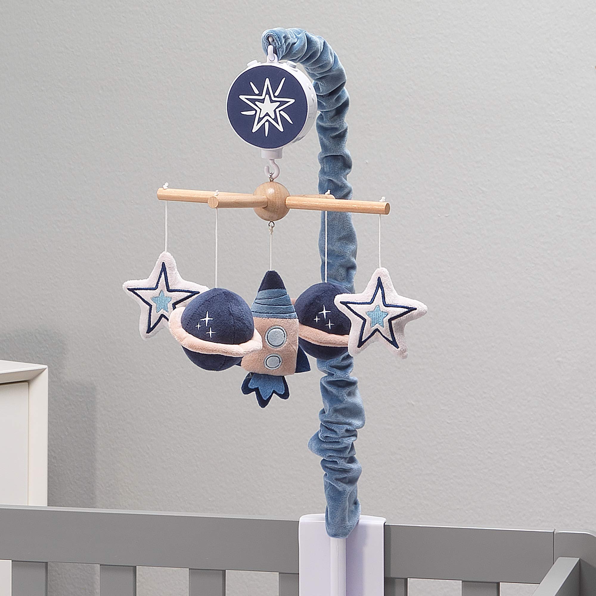 Sky Rocket Planets/Stars Musical Baby Crib Mobile Soother Toy- Blue