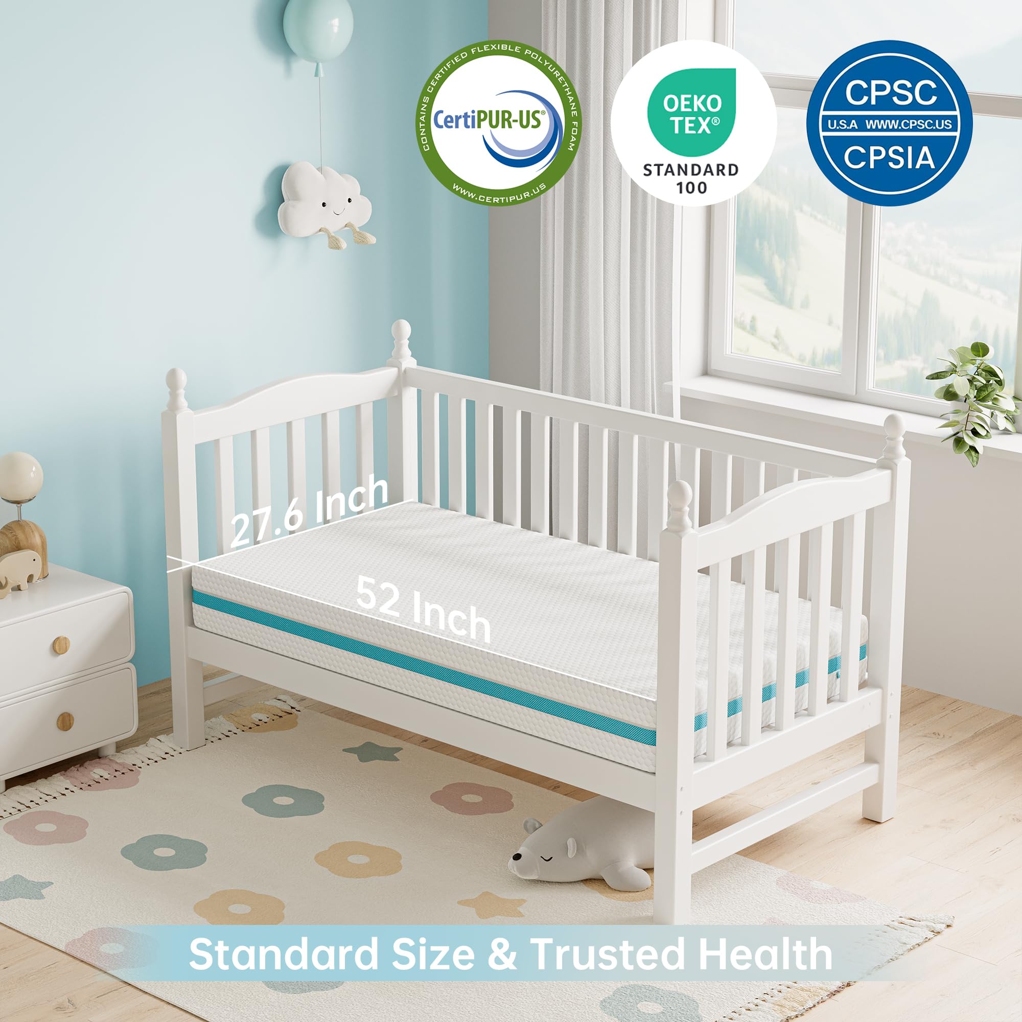 Dual-Sided Memory Foam Crib Mattress with Washable Cover