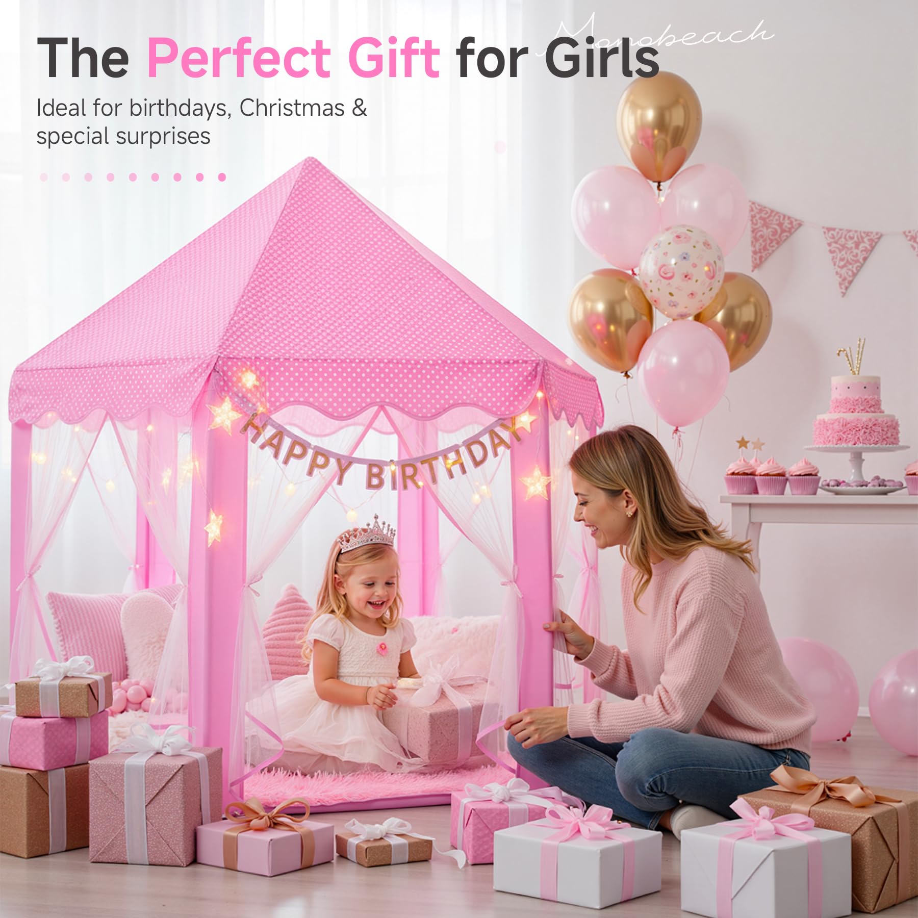 Princess Castle Play Tent with Star Lights