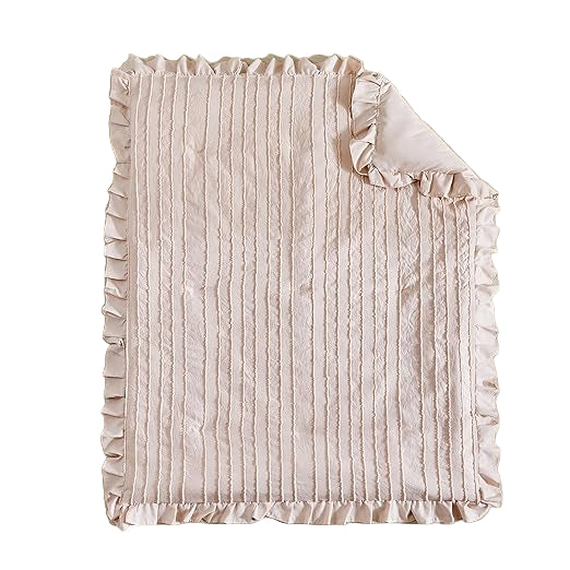 3 Pieces Tufted Stripes Crib Bedding Set with Ruffle Fringe