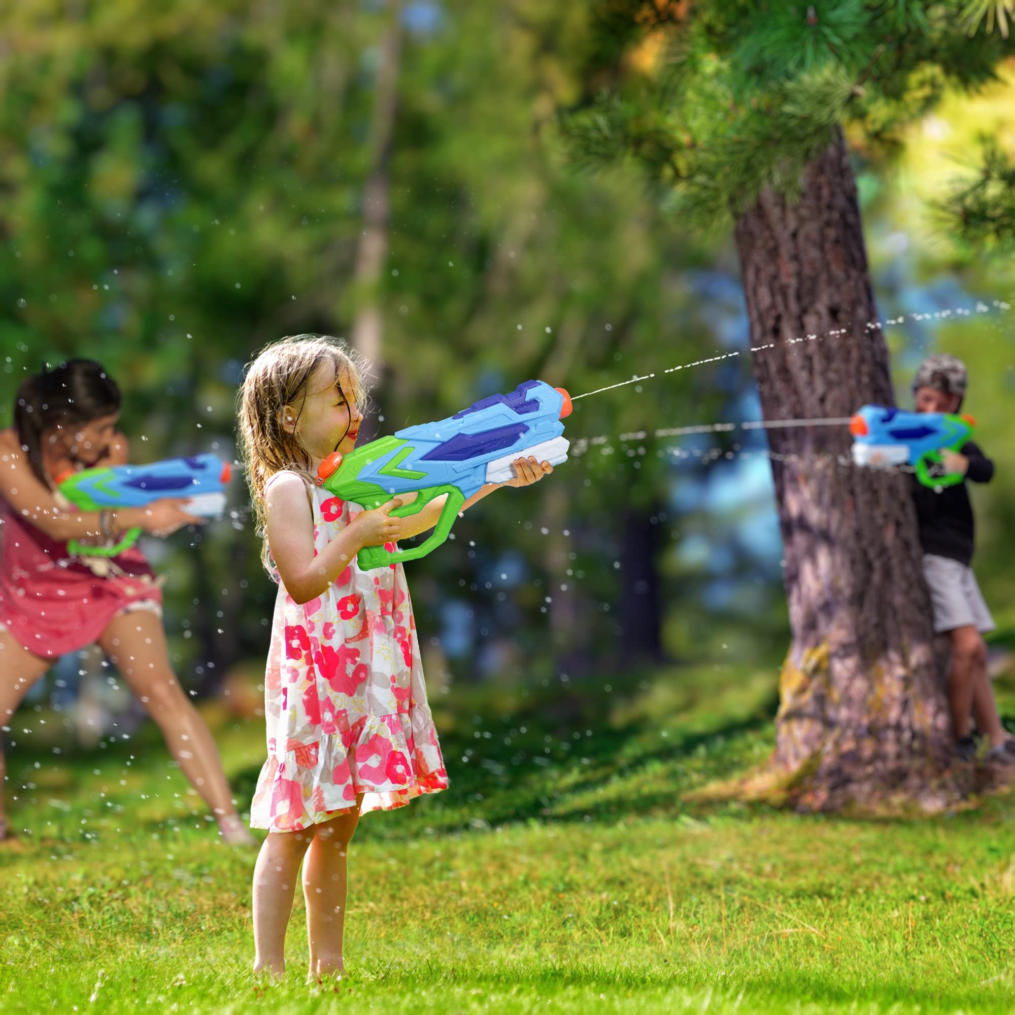 Water Gun for Kids - Quick Soaking Pump, Long Range, 4 Shooting Modes