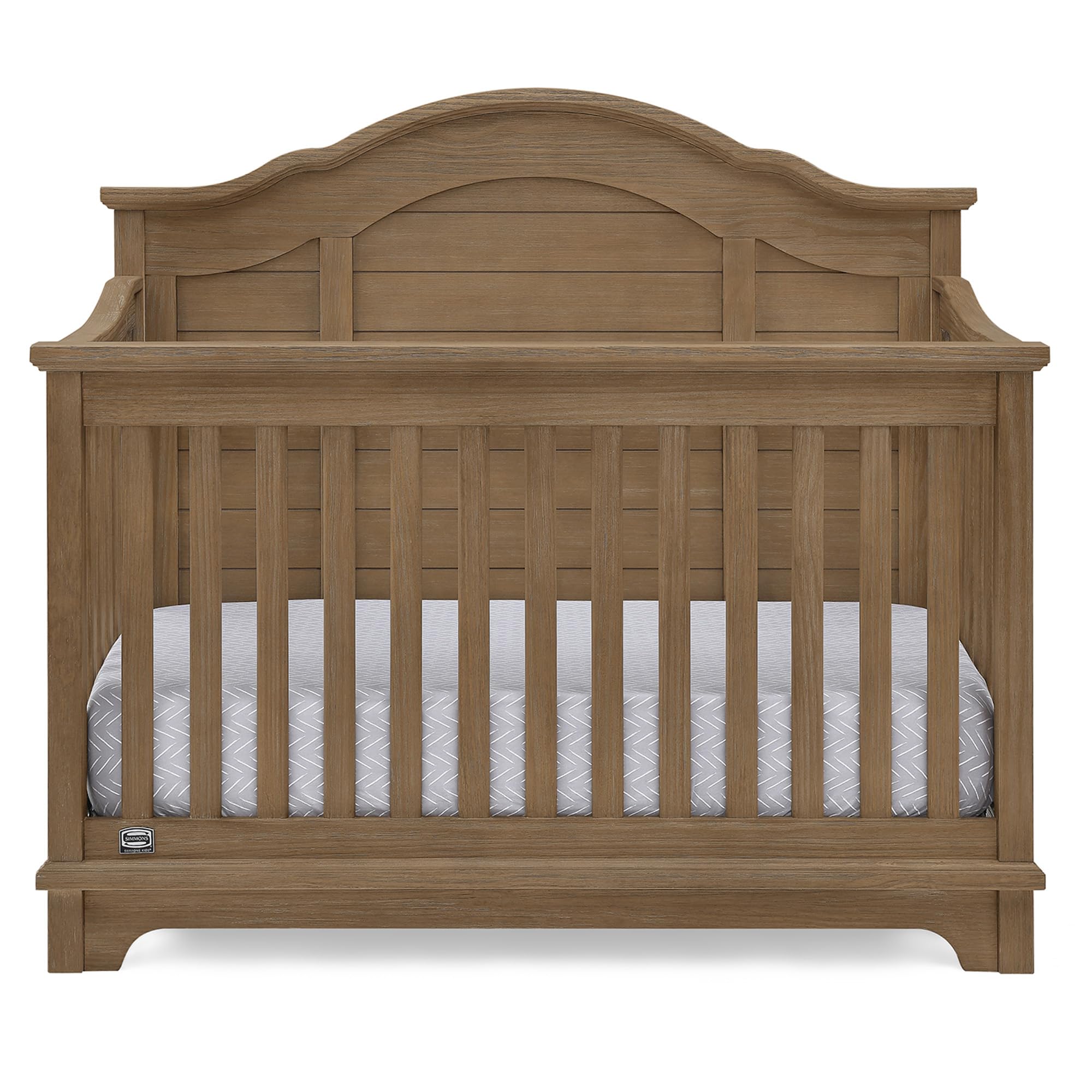 Simmons Kids Asher 6-in-1 Convertible Crib with Toddler Rail, Aged Oak