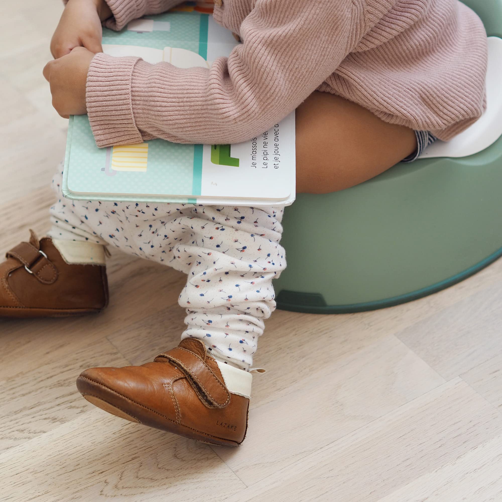 BEABA Ergonomic Training Potty, Provides Comfort and Support, Lightweight & Portable, Compact Toddler Potty (Sage)