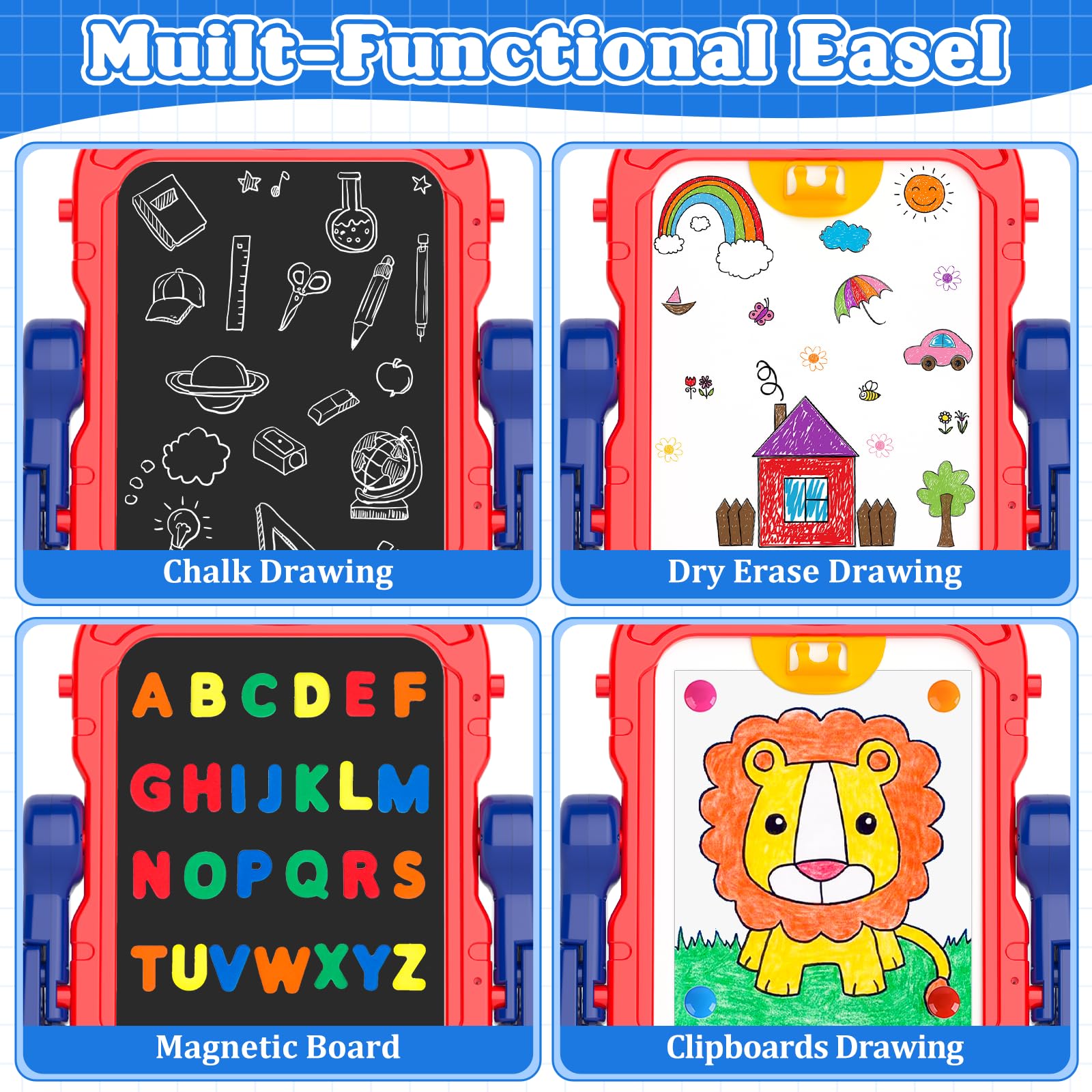 Easel for Kids,Toddler Toys for Ages 2-4, Double-Sided Magnetic Kids Art Easel for 2 Year Old Boy Birthday Gift,Toys for 3 Year Old Boy Dry Erase Boards,Drawing Boadrs for 2 3 4 5 Years Old Girl Gift