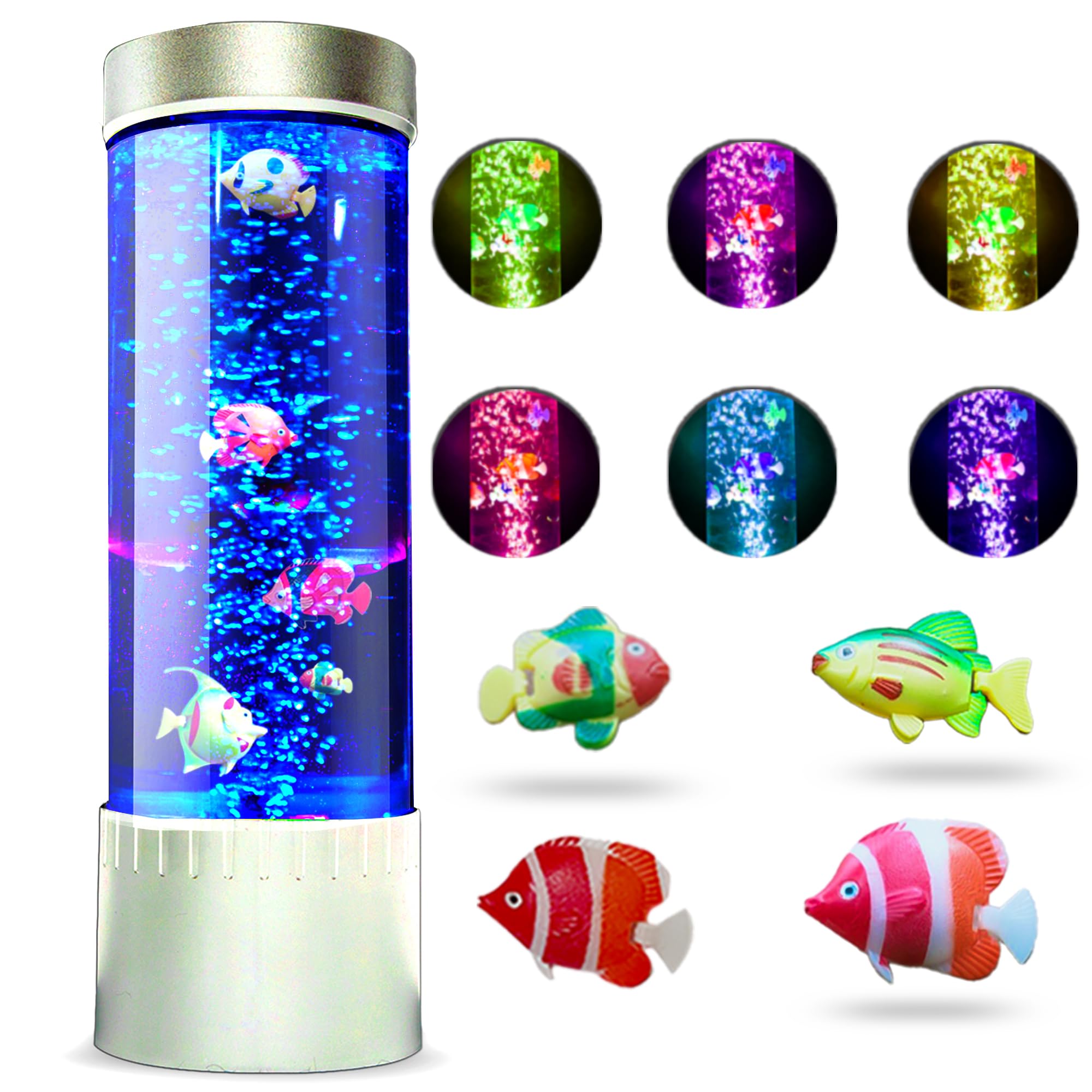 Bubble Fish Lamp | Desktop Sensory LED Bubble Lamps | 7 Color Changing Fake