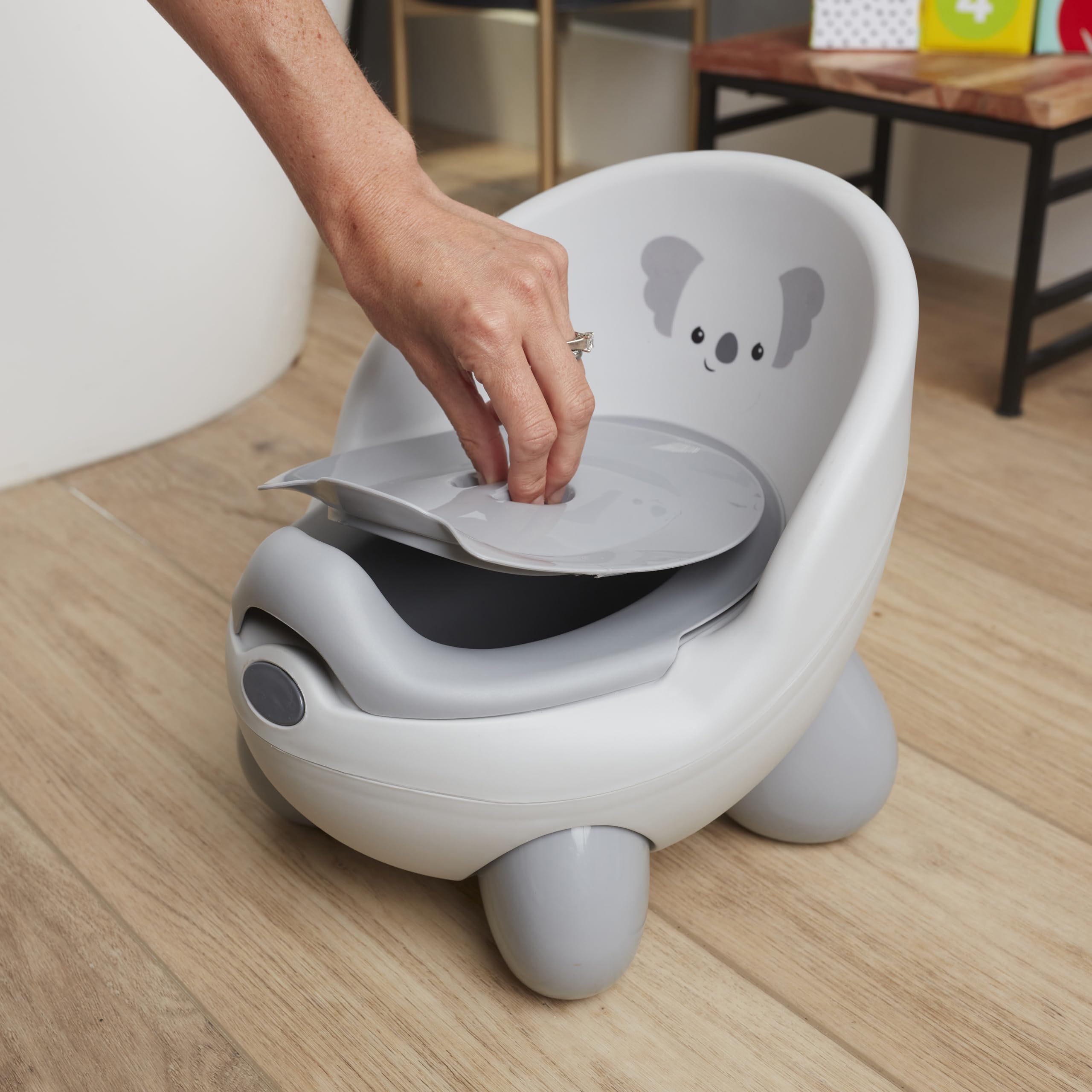 Infantino Potty Pals Potty Seat - Potty Training Toilet, Removable Bowl with Splashguard, Slip Resistant Feet, Gray Koala