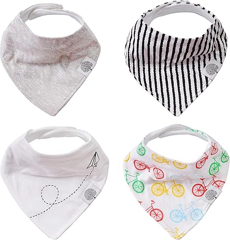 Bandana Drool Bibs 4 Pack Baby Bibs for Boys, Girls, Unisex - "Parker Set"