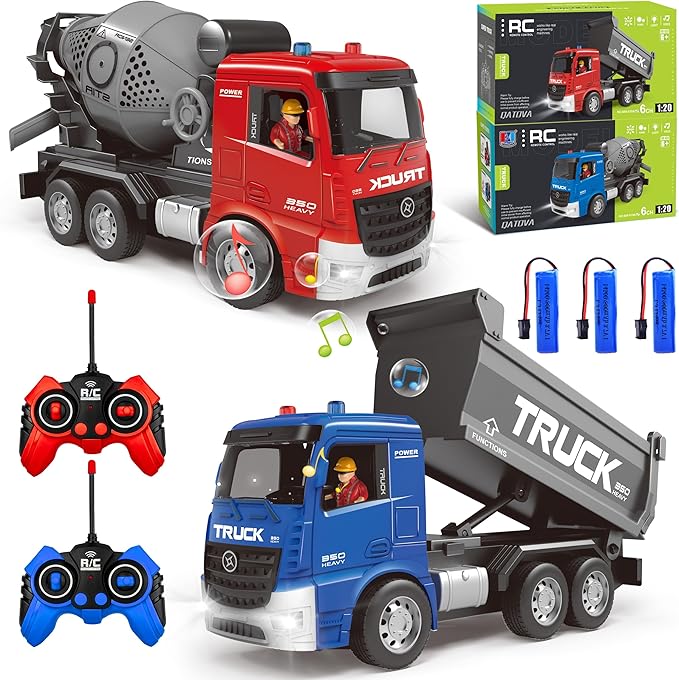 Remote Control Excavator and Dump Truck Toy Set - RC Construction Vehicles Toy