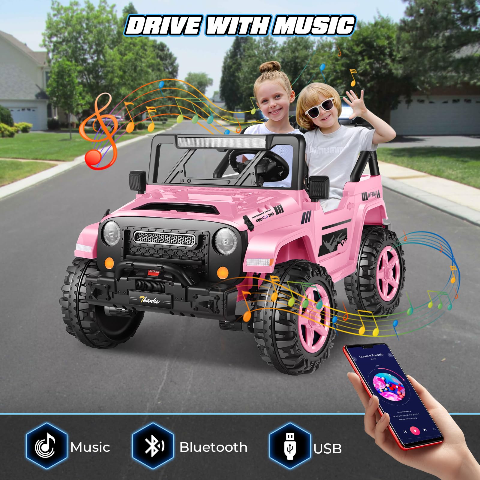 24V Ride-On Electric Car for Kids 2 Seater with Remote Control