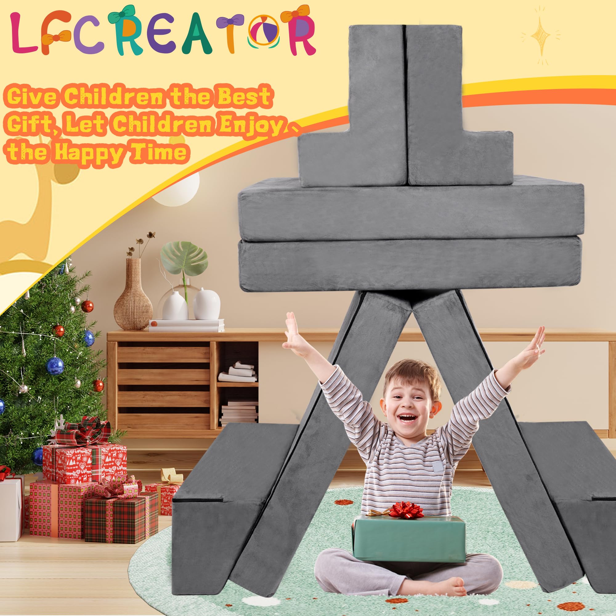 Kids Modular Play Couch Convertible Foam Sofa for Toddlers