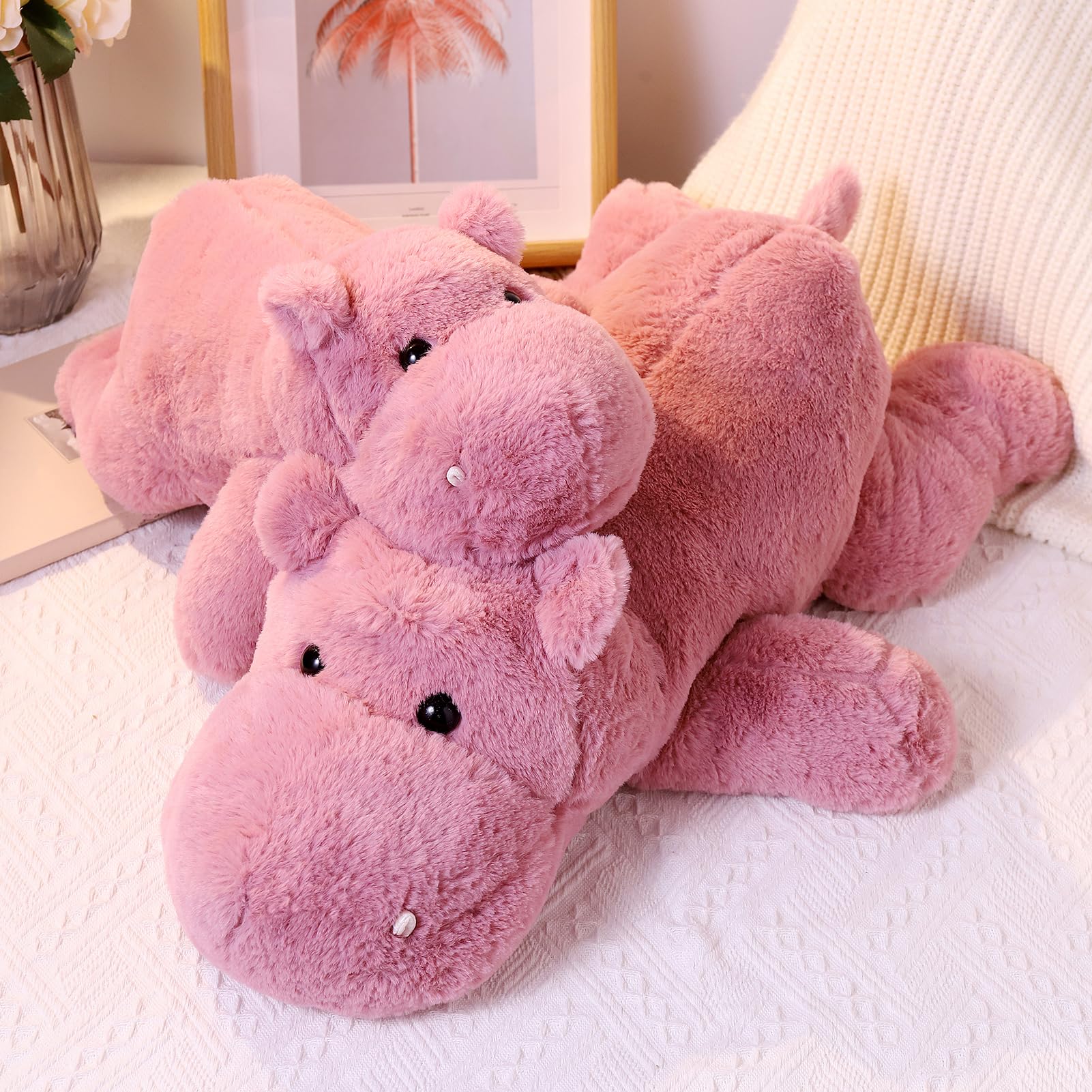 Weighted Stuffed Animals, Soft Pink Hippo Plush