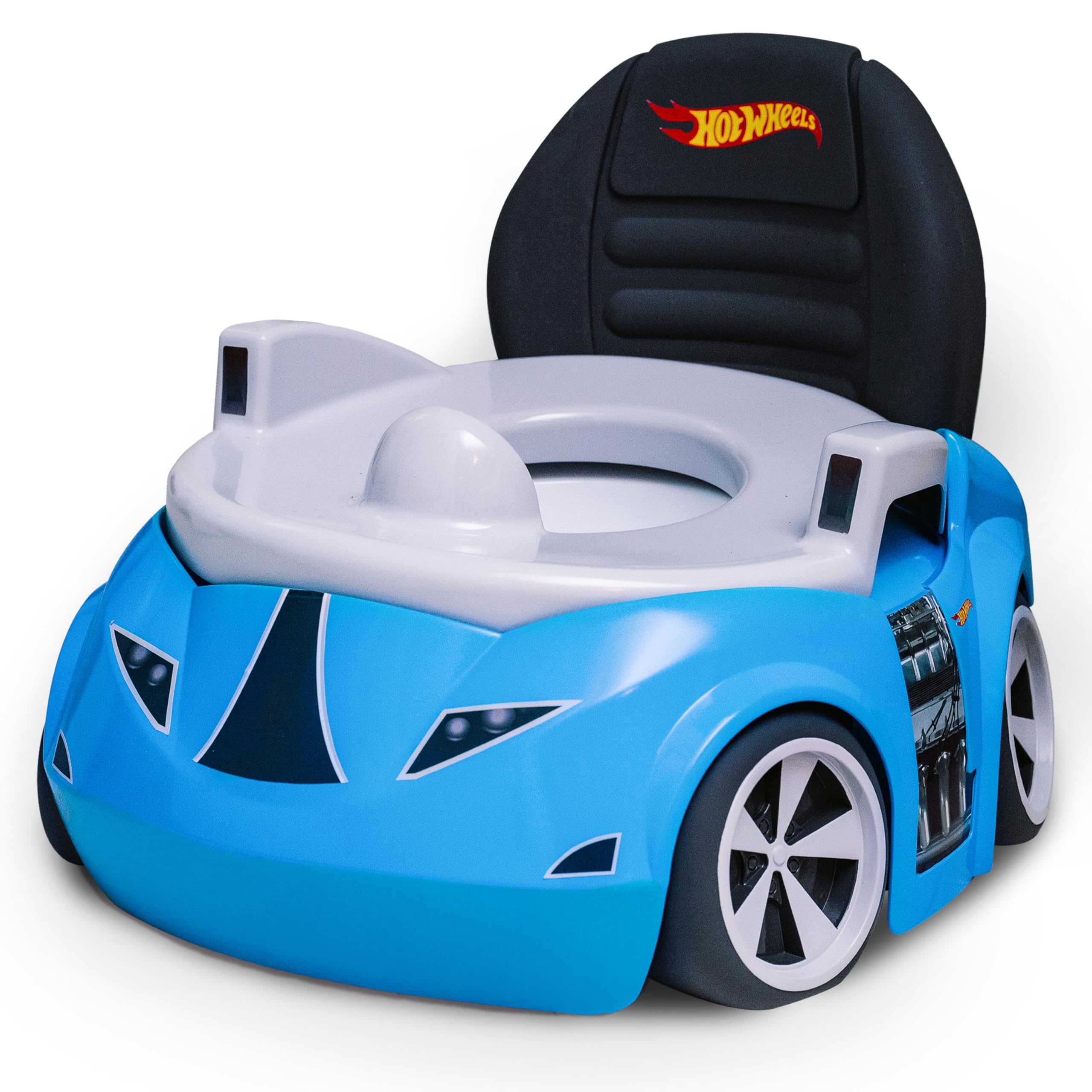 Hot Wheels Blue Race Car Potty Training Toilet, Race Car Potty Seat Includes Detachable Toddler Toilet Seat and Kids Potty, Ages 12 Months and Up