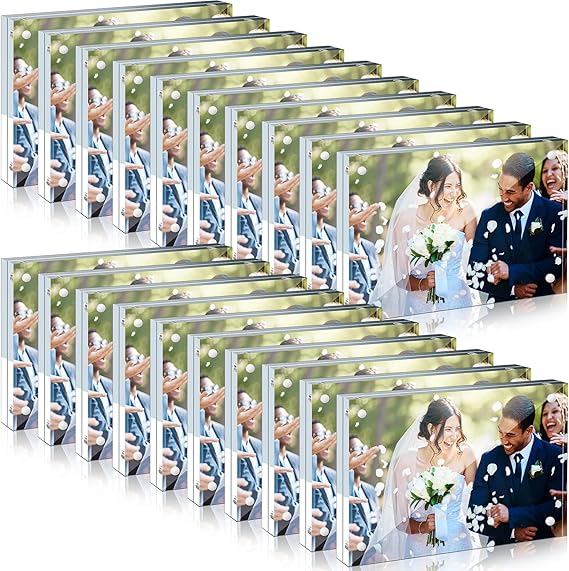 20 Pcs Acrylic Picture Frame Bulk Clear Acrylic Photo Frame Magnetic Desktop Display