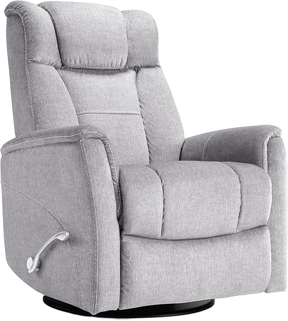 Swivel Rocking Recliner, Manual Comfy Nursery Glider Rocker Chair