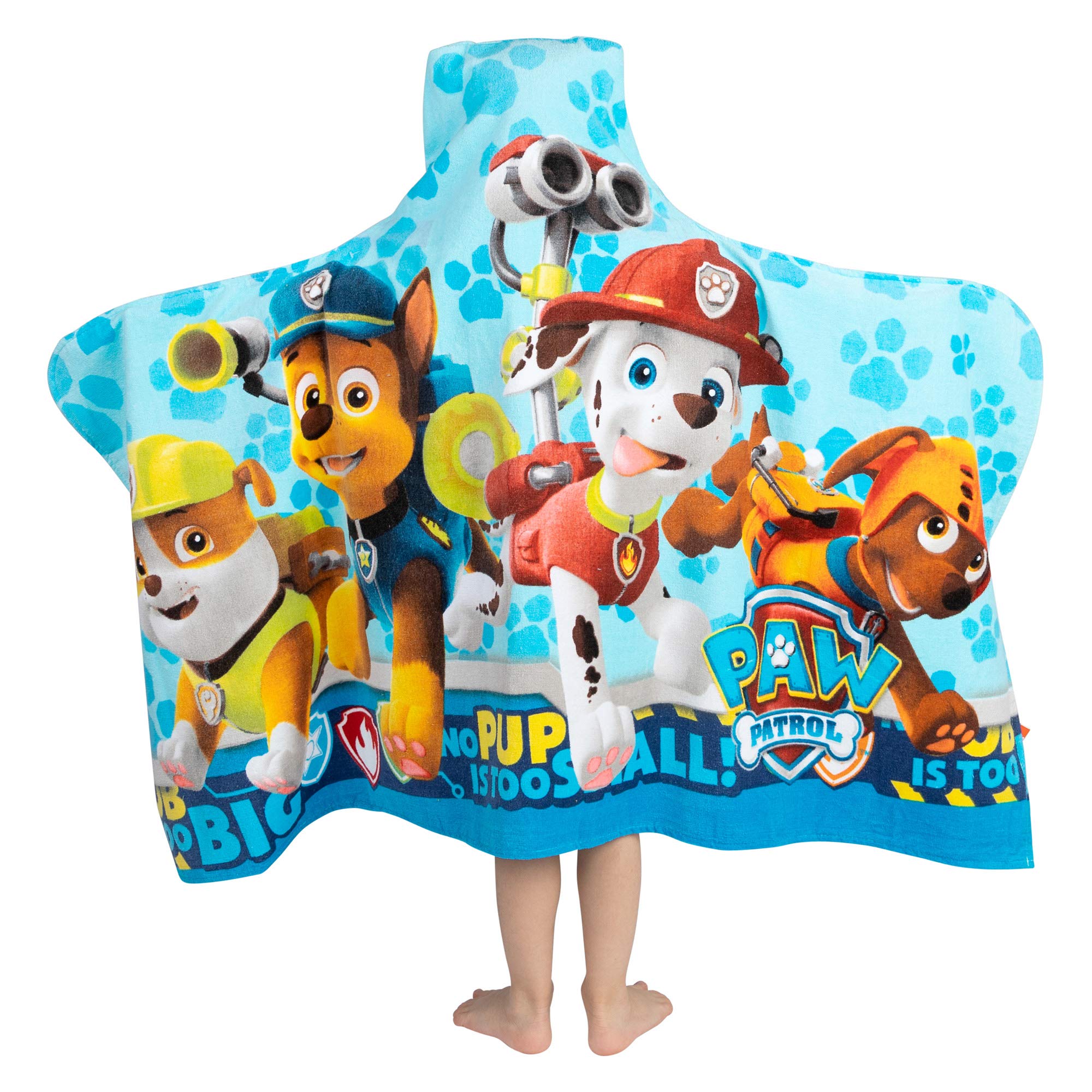 Kids Bath and Beach Soft Cotton Terry Hooded Towel Wrap, 24" x 50", Paw Patrol Blue