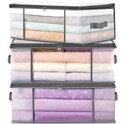 3-Pack Clothes Storage Bags, Plastic Foldable Blanket Storage bins
