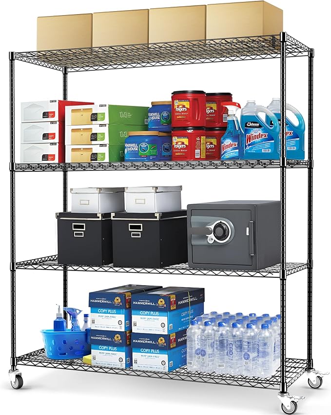 5 Tier Wire Shelf Shelving Unit, 60"x 24"x82" Metal Storage Shelves