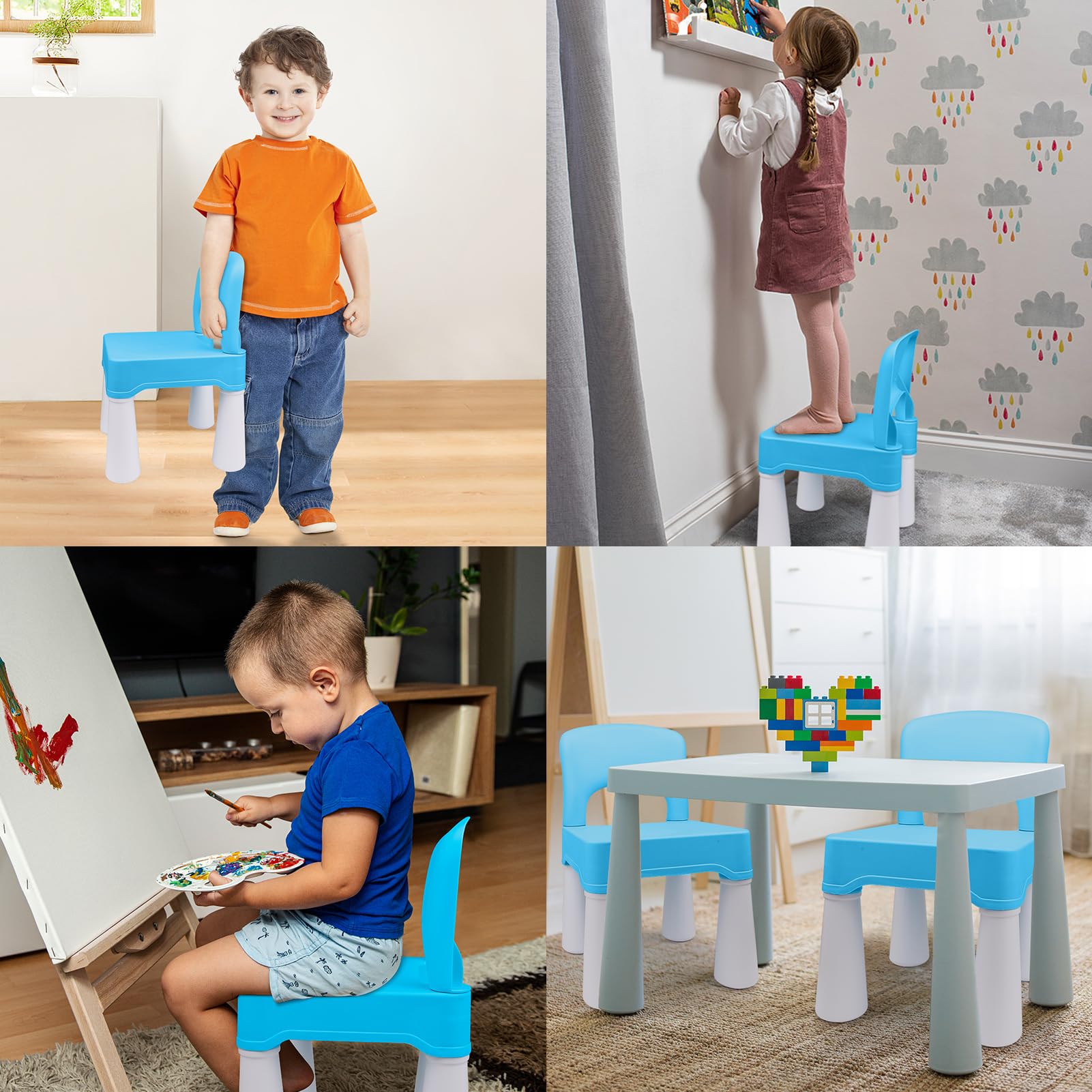 Plastic Toddler Chair with 9.3" Seat Height for Ages 2-4