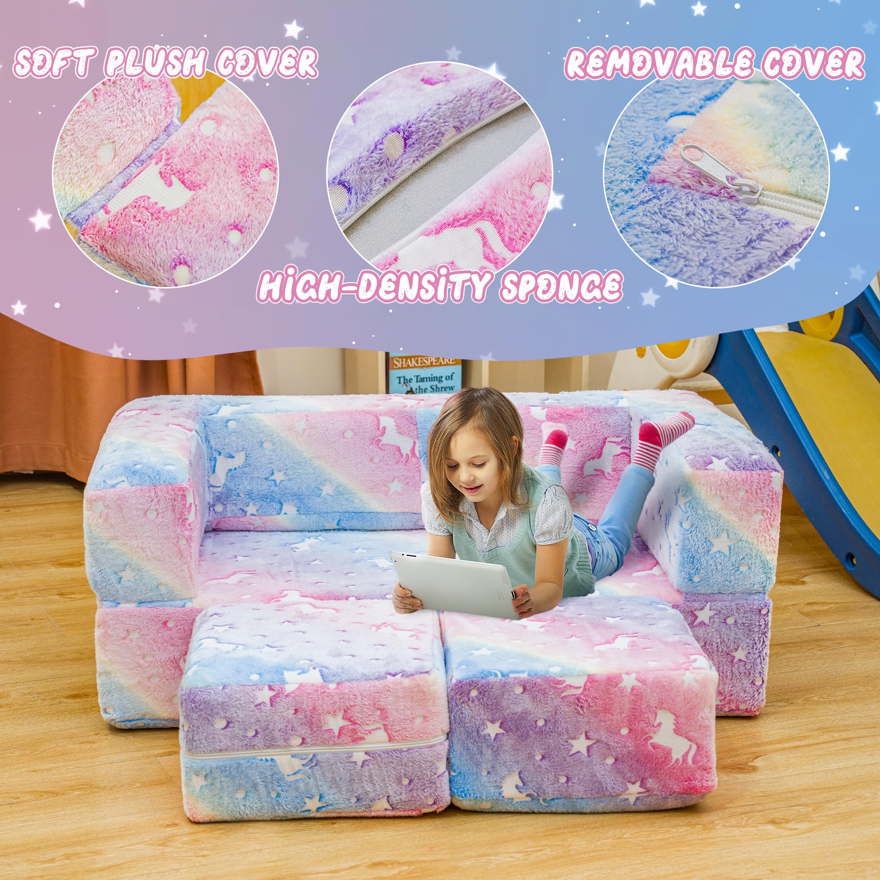Glow in the Dark Toddler Foam Play Couch