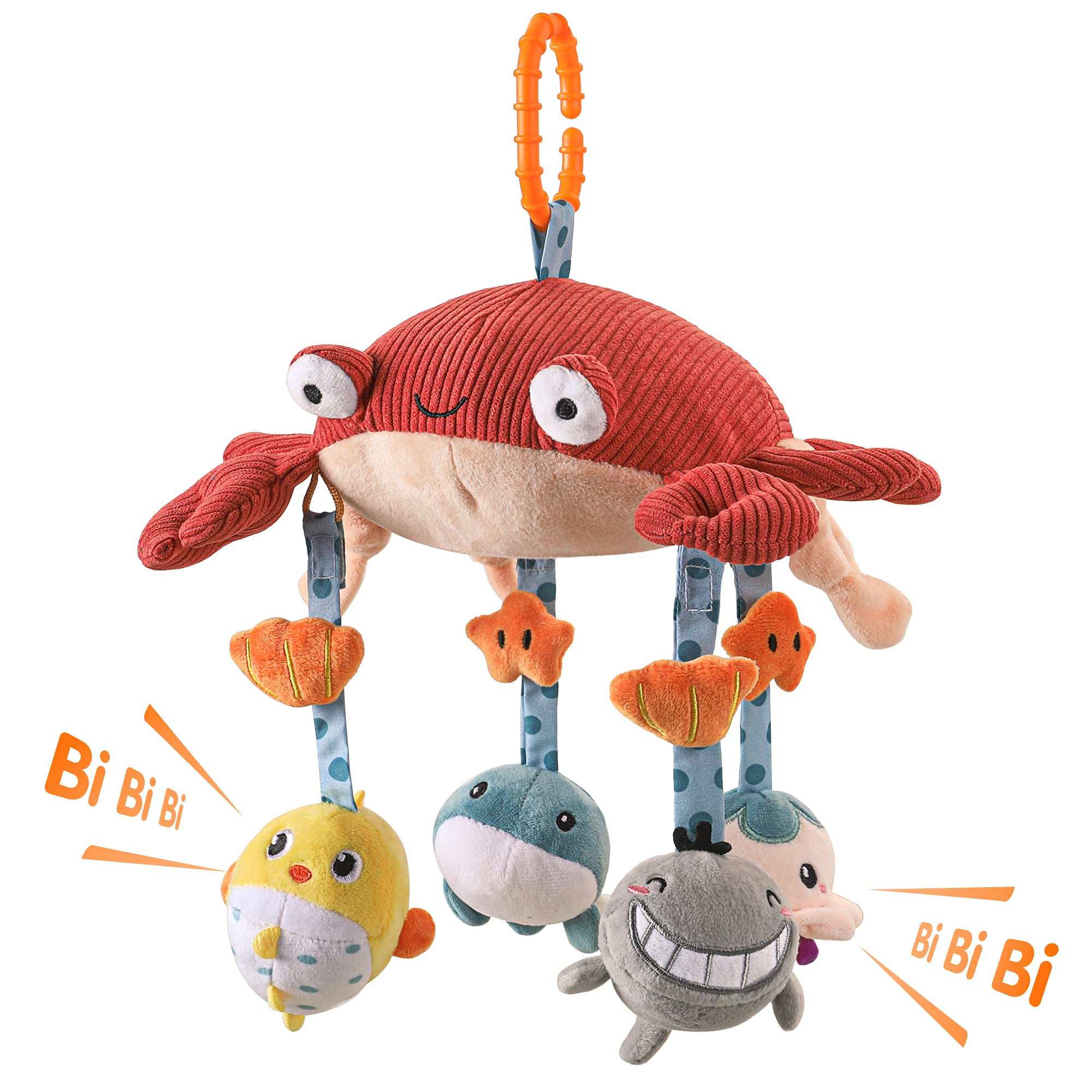 Baby Toys for 0 3 6 9 to 12 Months, Activity Plush Animal Stroller and Hanging Toy