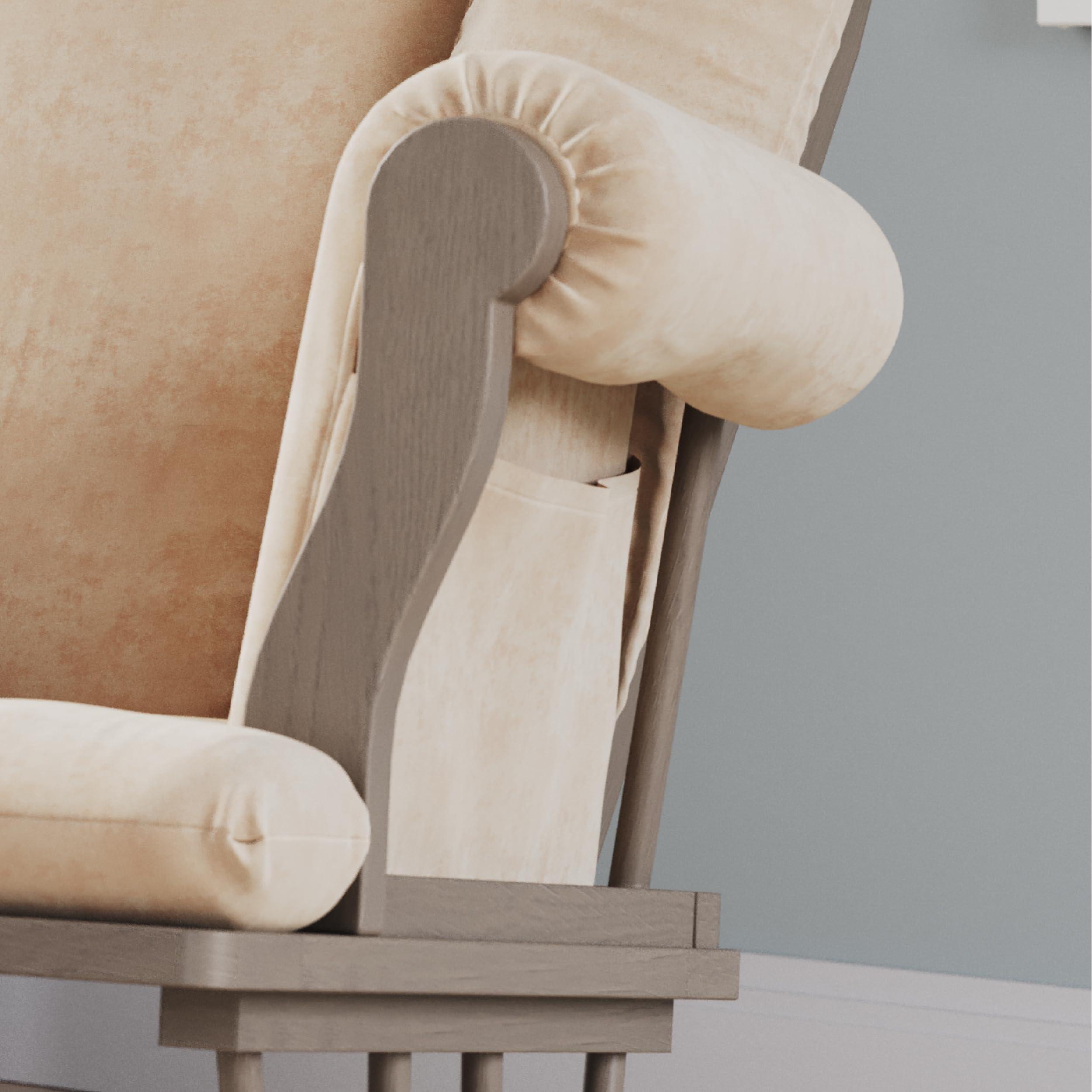 Glider Rocker and Ottoman Set, Padded Cushion with Convenient Storage