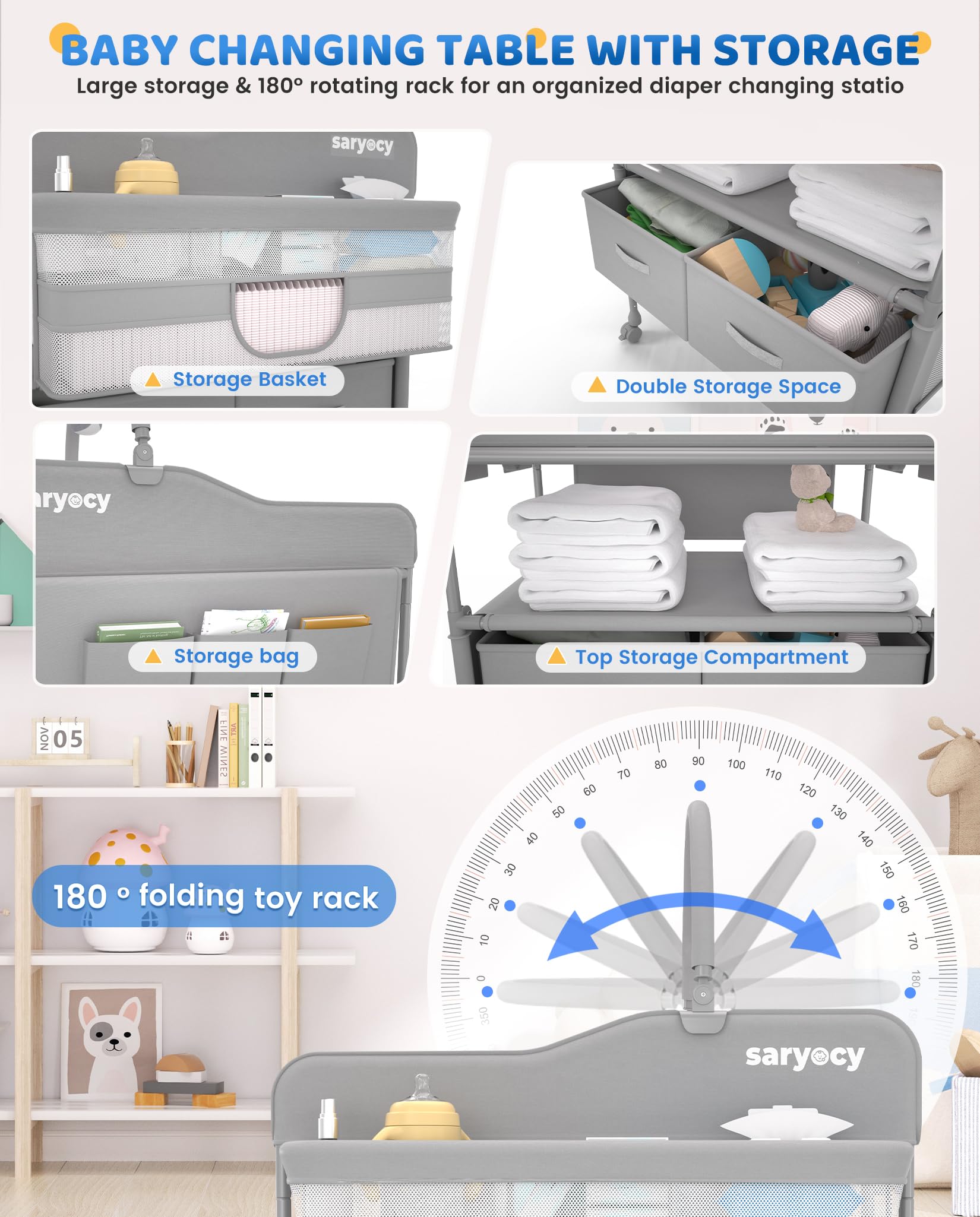 Baby Changing Table with Storage Drawers