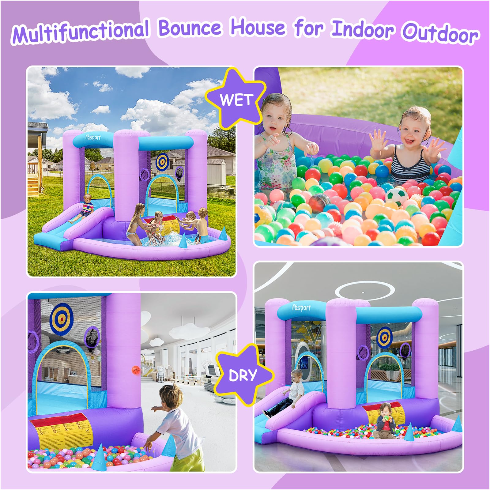 Galaxy Theme Inflatable Bounce House with Slide