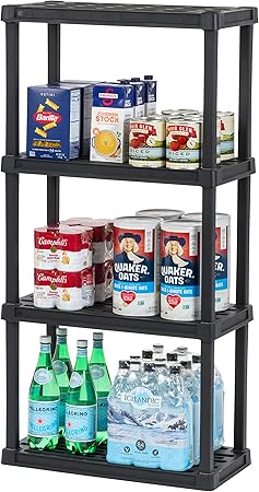 5-Shelf Light Duty Plastic Storage Shelves, 250lb Capacity