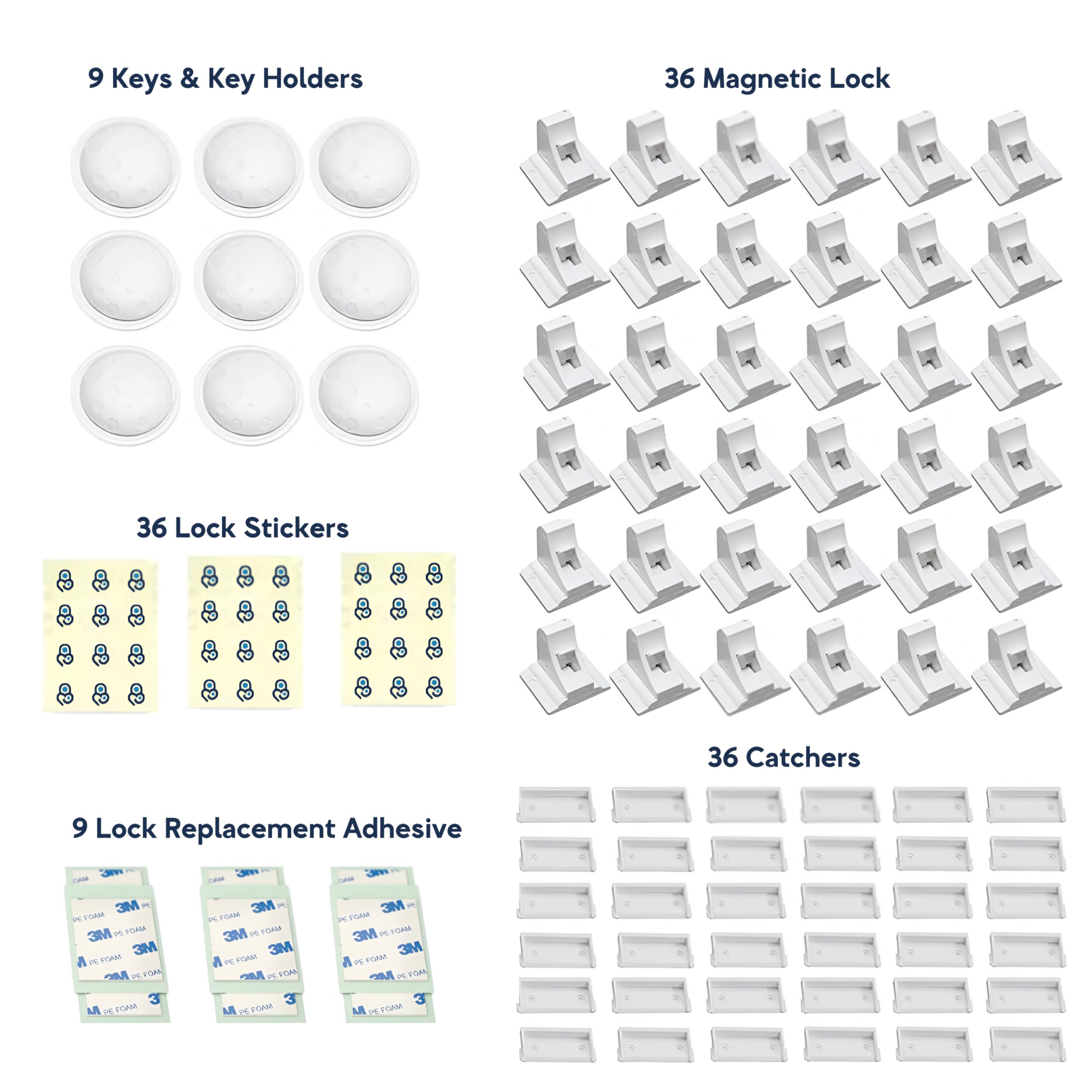 ME Pack of 36 Magnetic Cabinet Locks for Child Safety with 9 Keys