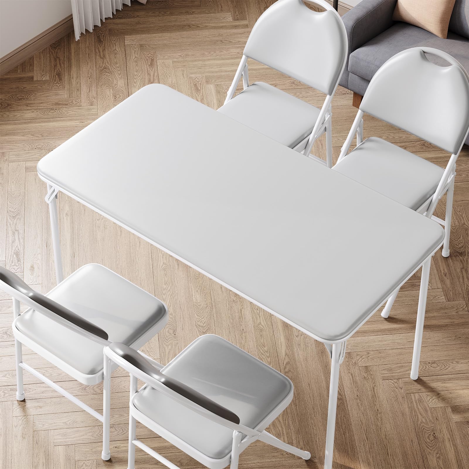 Protable Folding Table and Chairs, 5 Piece Folding Card Table