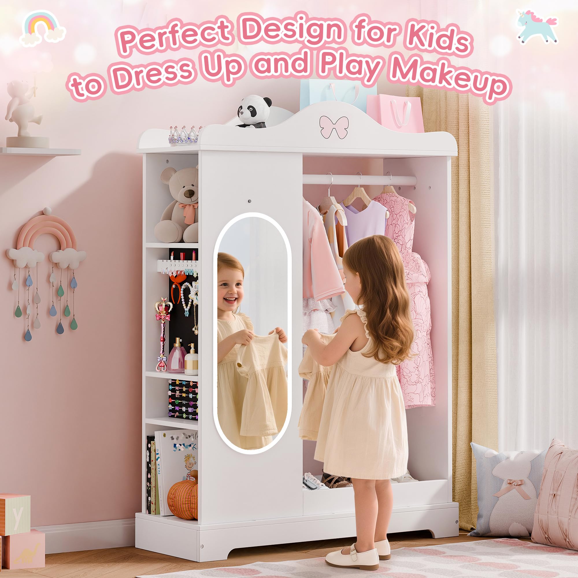 Kids Armoire with Jewelry Cabinet and Mirror