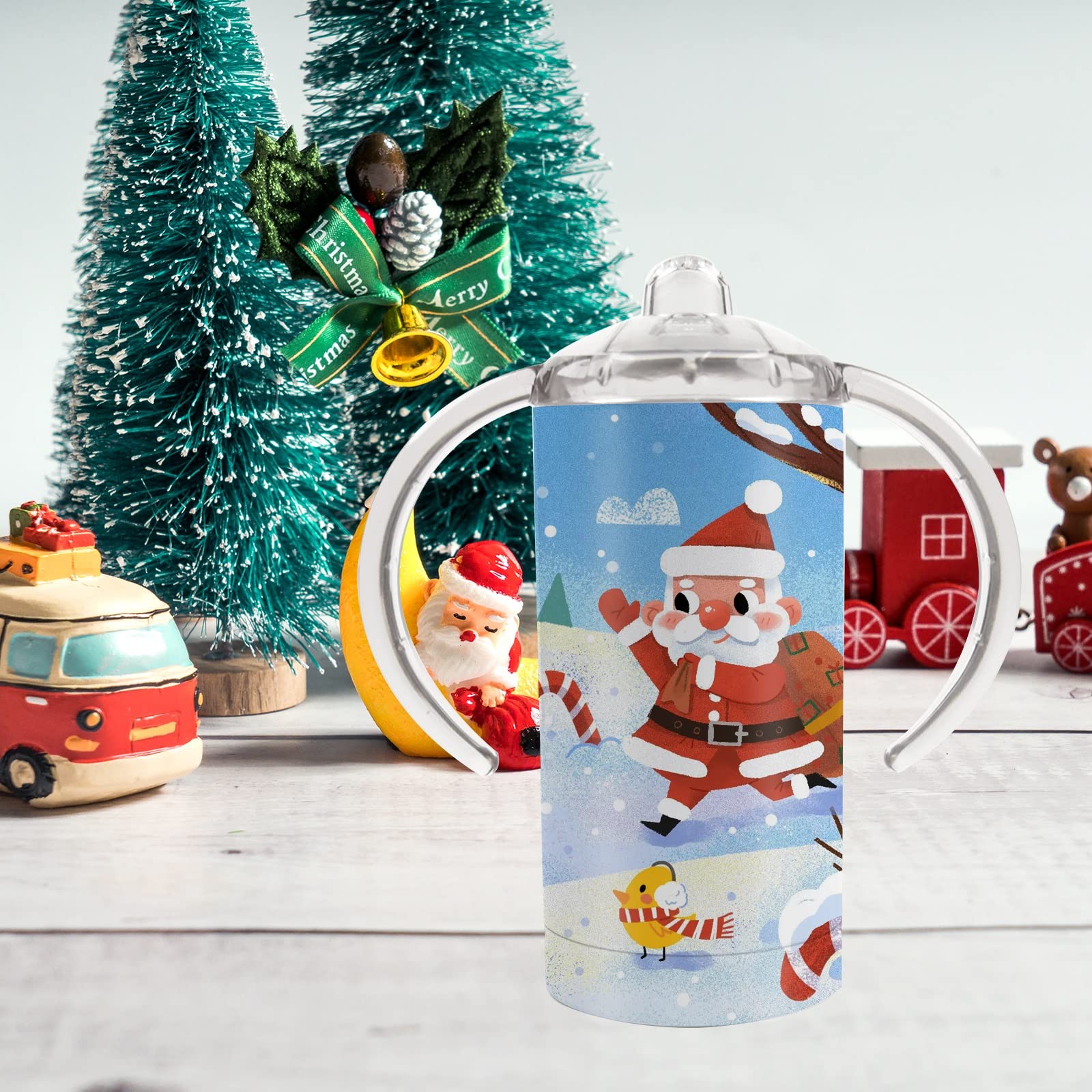 Pack 12 OZ Sublimation White Blank Straight Sippy Cup，Toddler