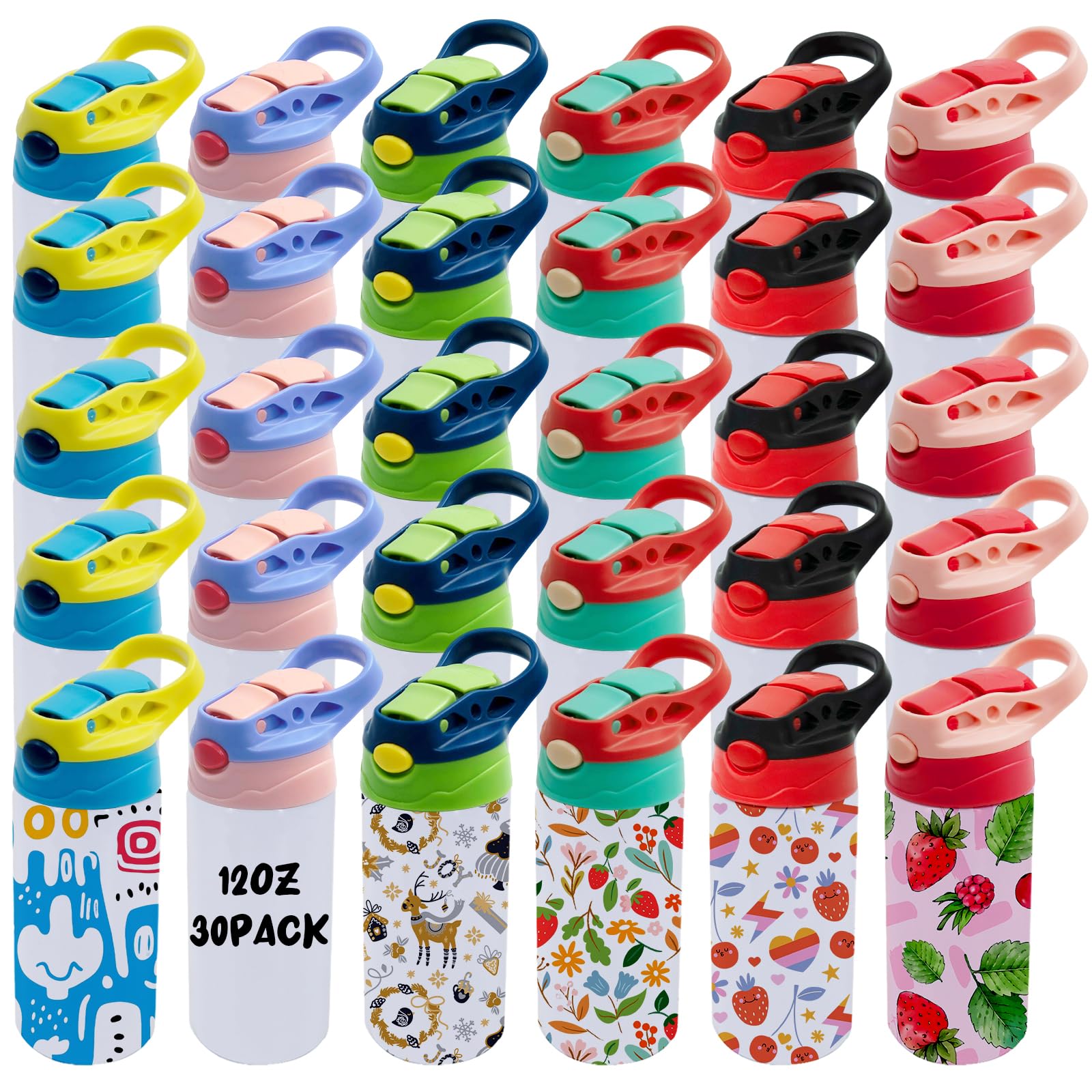 30 Pack 12 OZ Sublimation Straw Sippy Cup Blank Tumblers Double