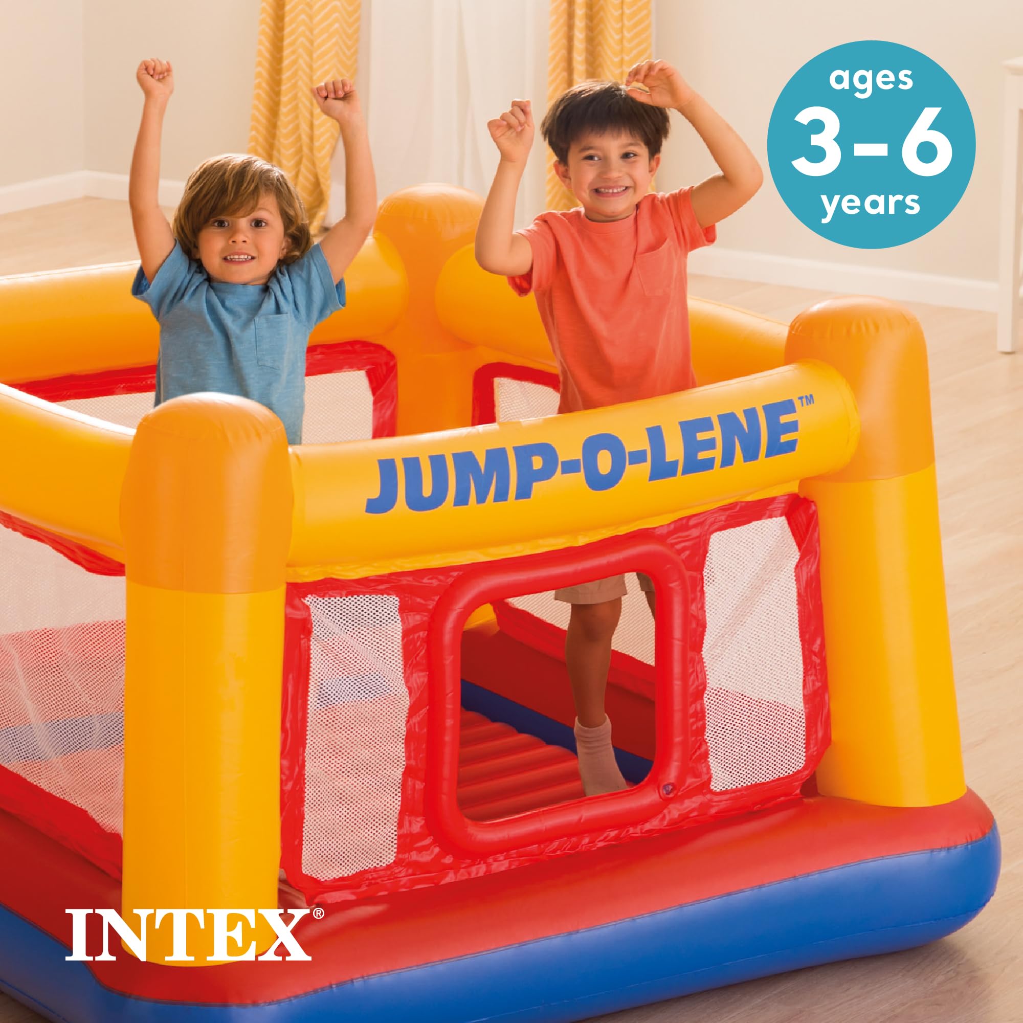 Inflatable Jump-O-Lene Trampoline Bounce House with Crawl-Thru Door & Net
