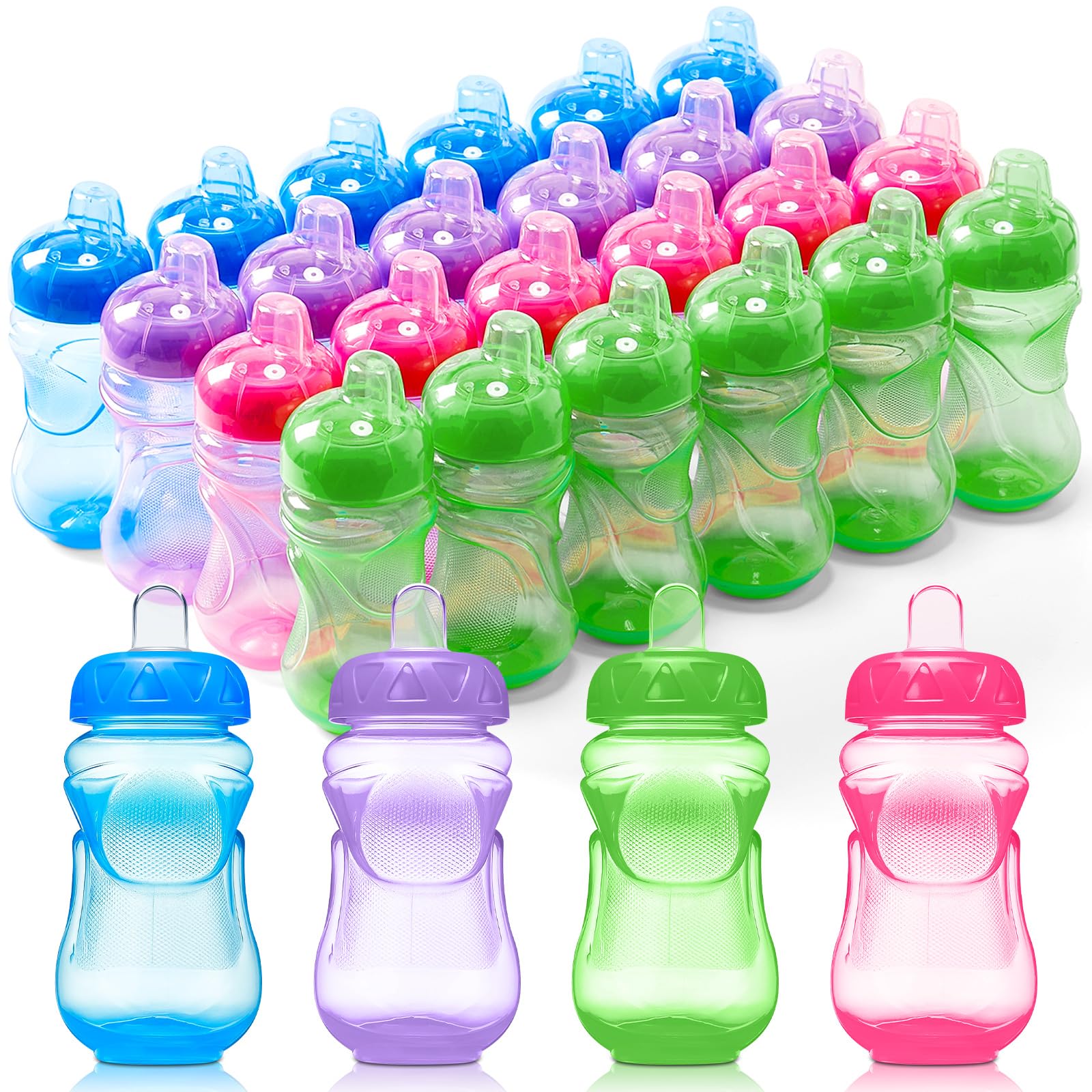 24 Pcs 12 oz No Spill Sippy Cups for Toddlers Ages 1-3 Sport Cup