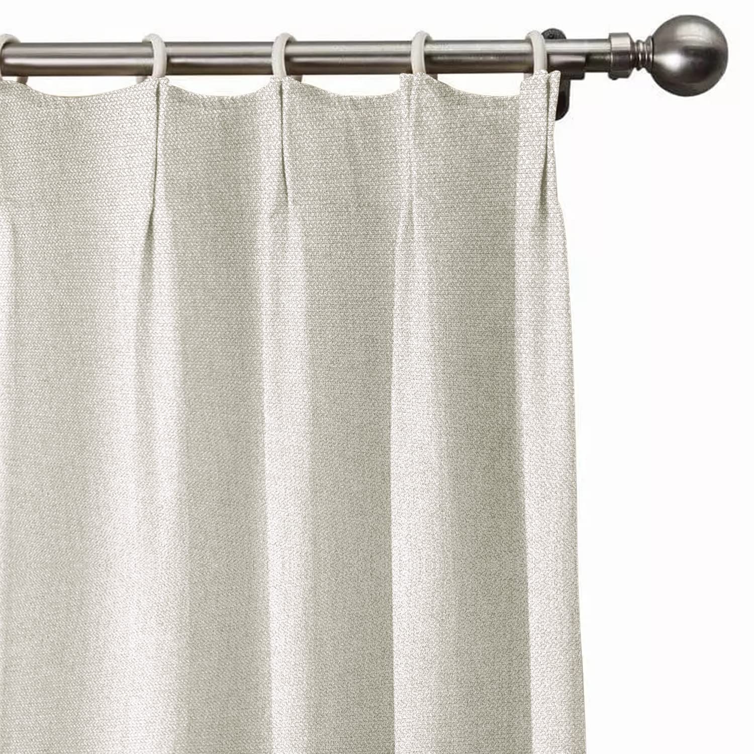 Faux Linen Curtain for Kids Room, Pinch Pleat Drapes 102 inch Length