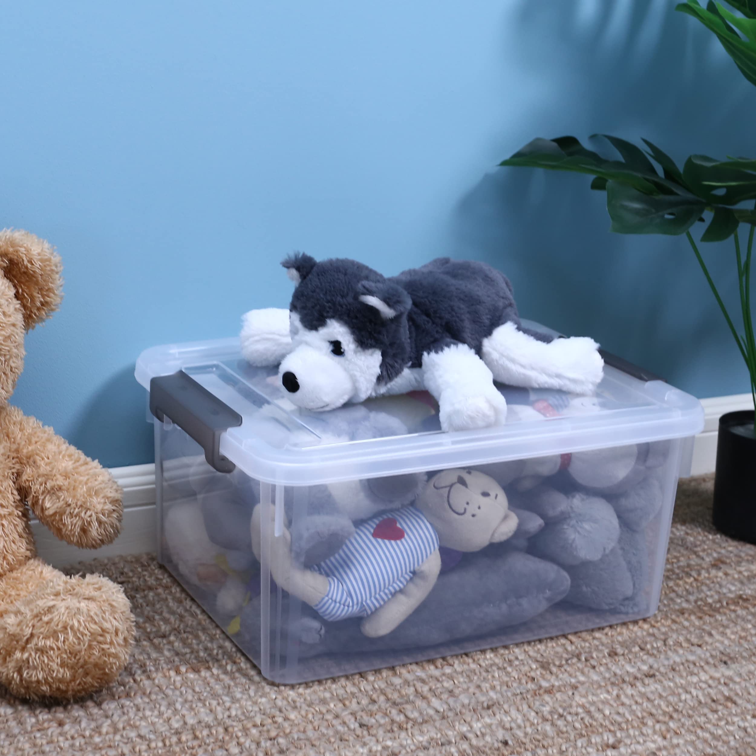 6 Packs 17 QT Plastic Storage Bins with Lids Large Stackable Storage Containers