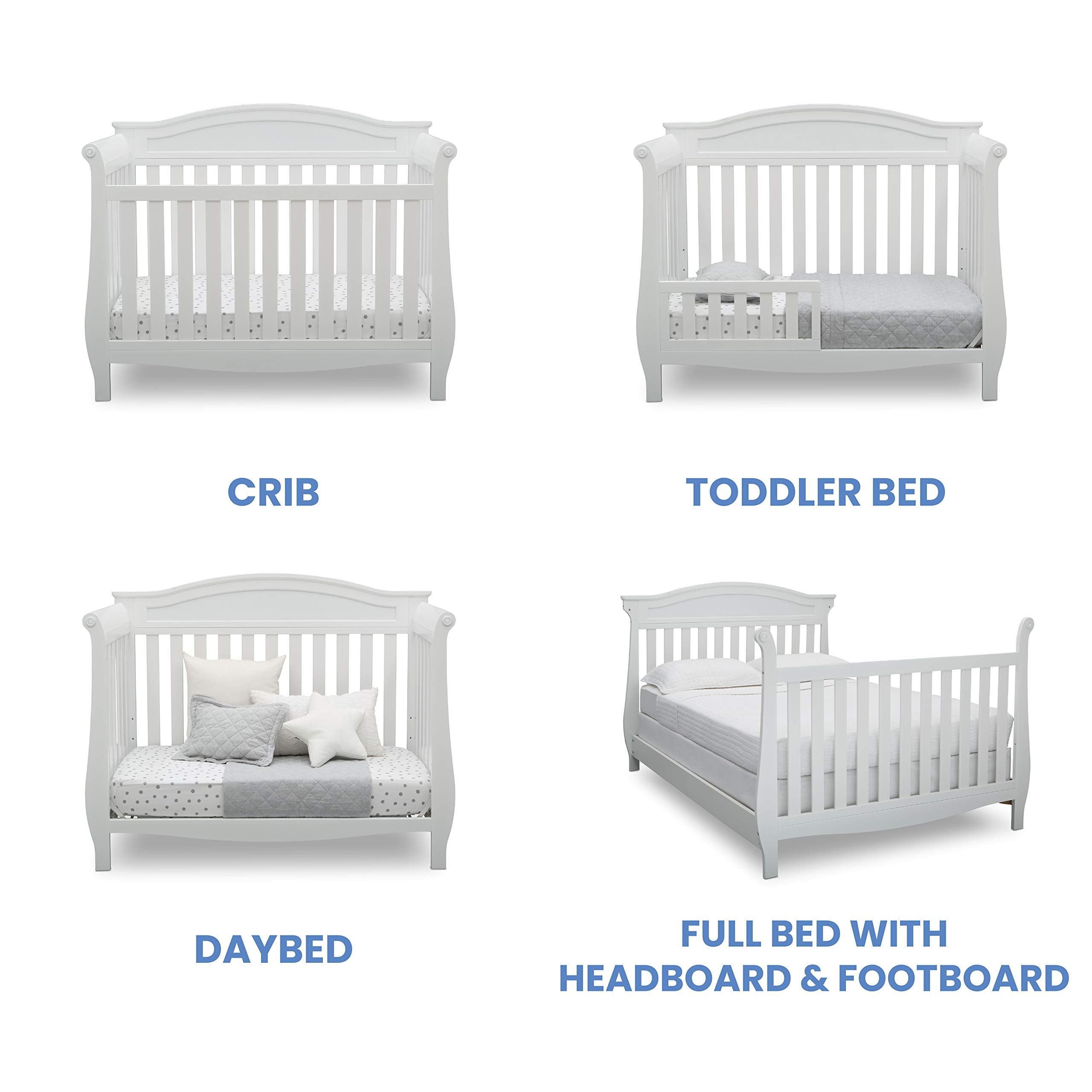 Delta Children Lancaster 4-in-1 Convertible Baby Crib, Bianca White