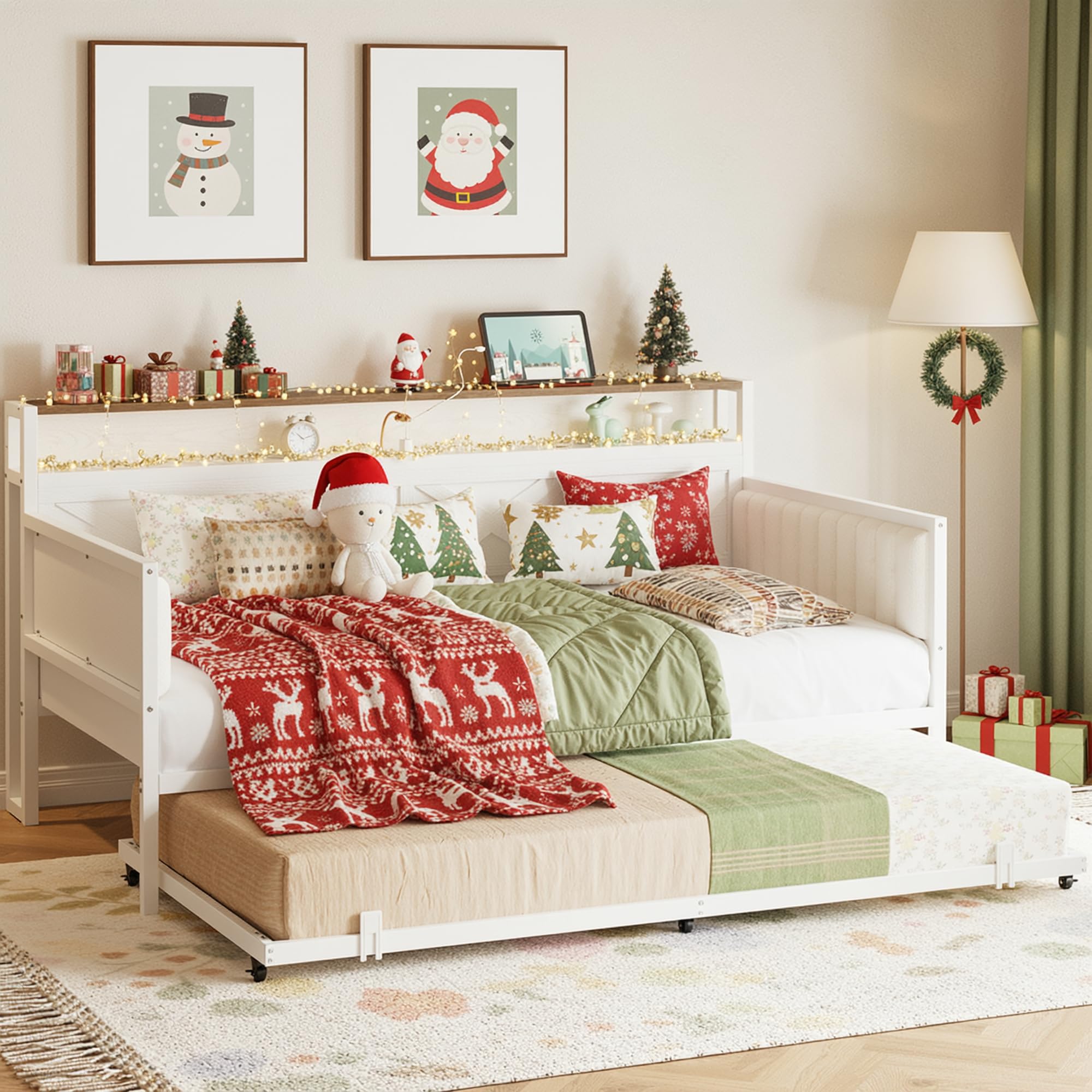 Twin Daybed with Trundle and Charging Station