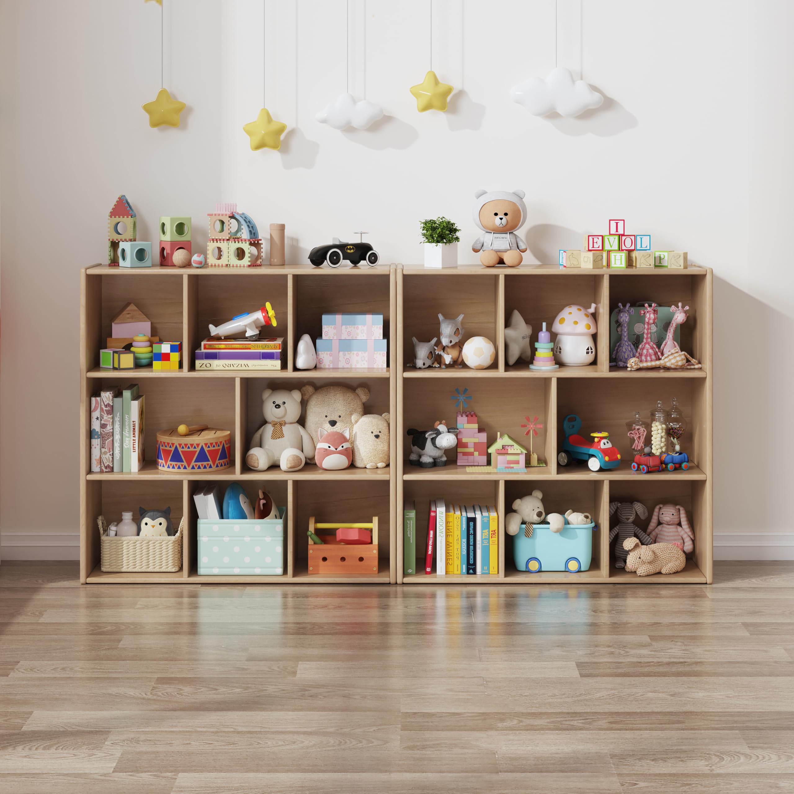 3-Tier Montessori Solid Wood Shelves Toy Organizers and Storage