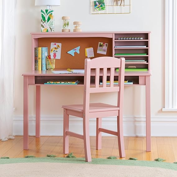 Kids Media Desk and Chair Set - Navy: Student's Workstation with Storage
