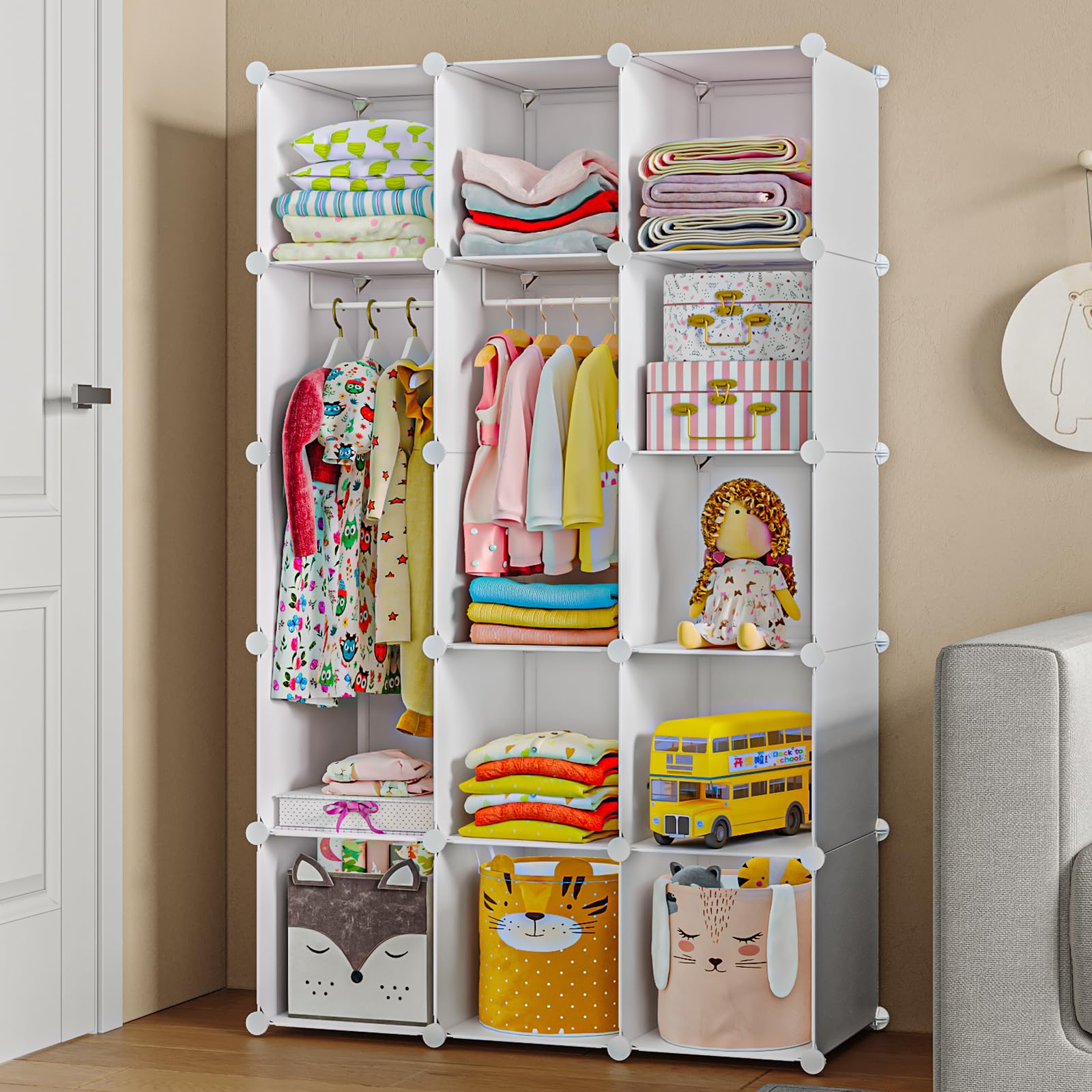 Portable Baby Wardrobe, Modular Kids Dresser,Children Nursery