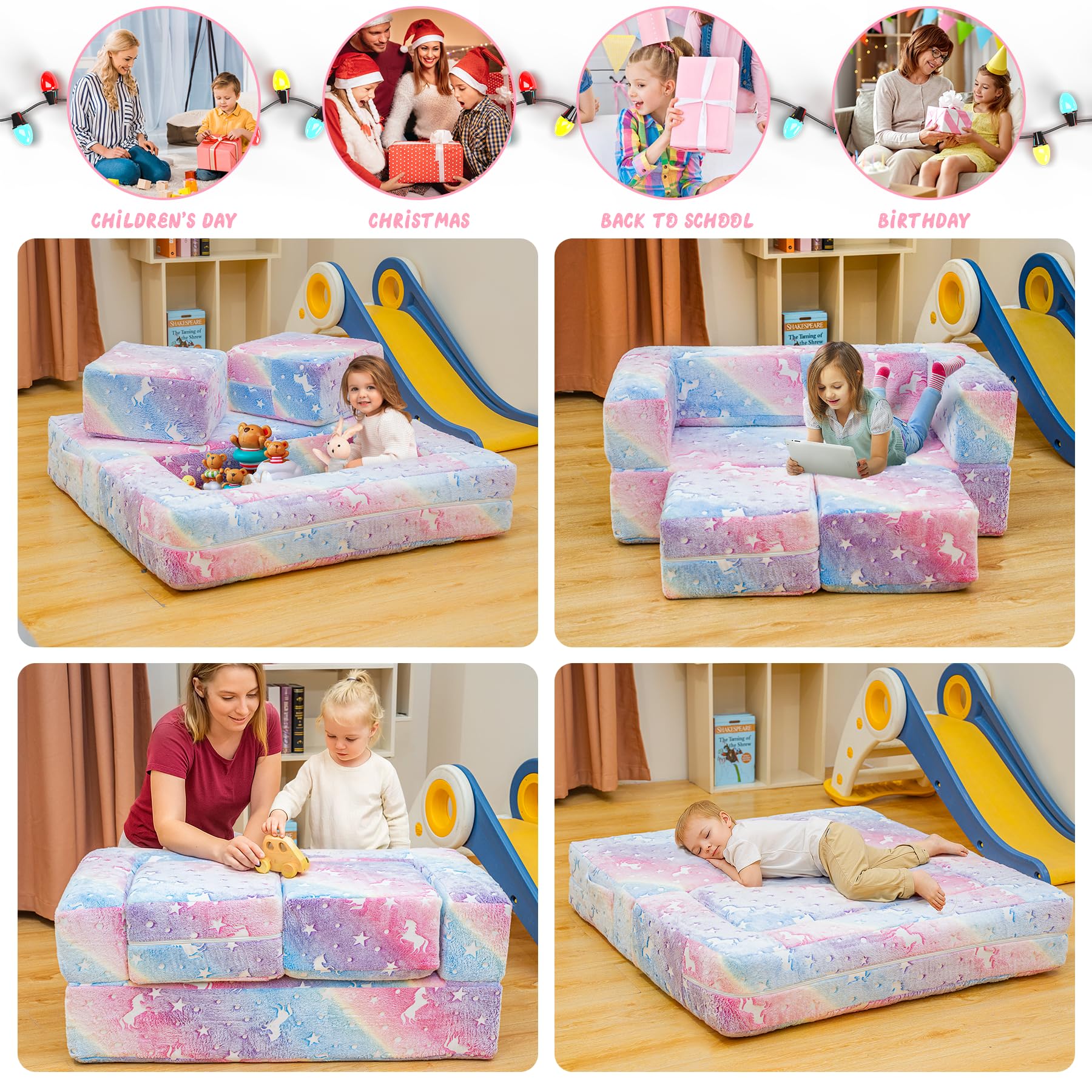 Glow in the Dark Toddler Foam Play Couch