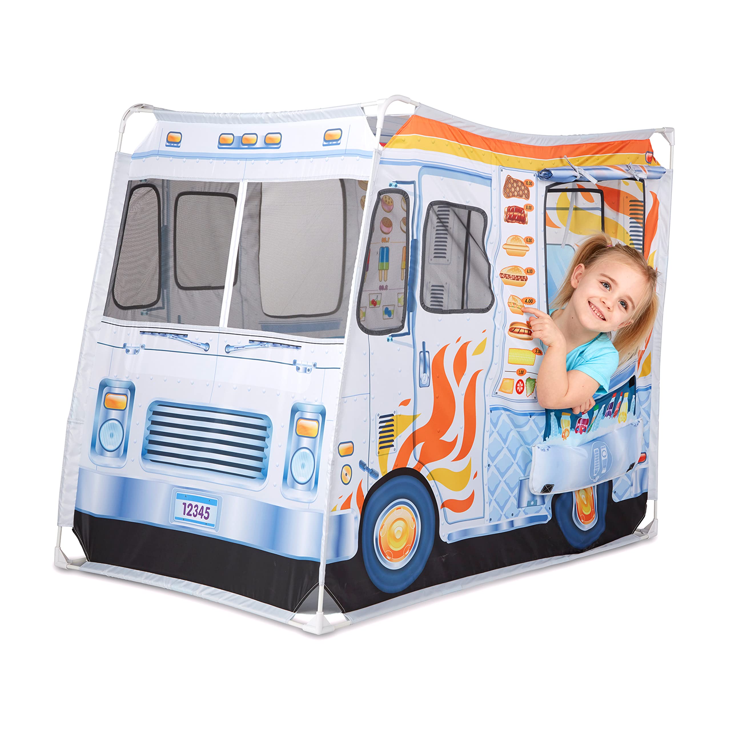 Double-Sided Food Truck Play Tent - Ice Cream and BBQ Role Play Toy