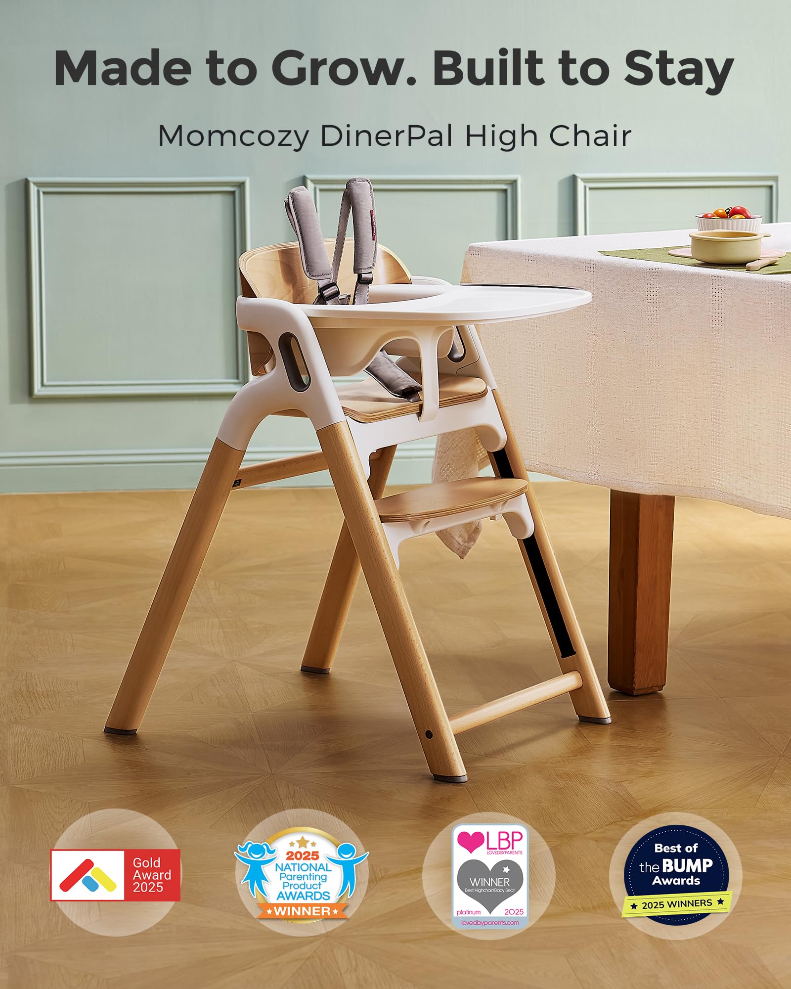 Convertible Wooden High Chair for Babies and Toddlers
