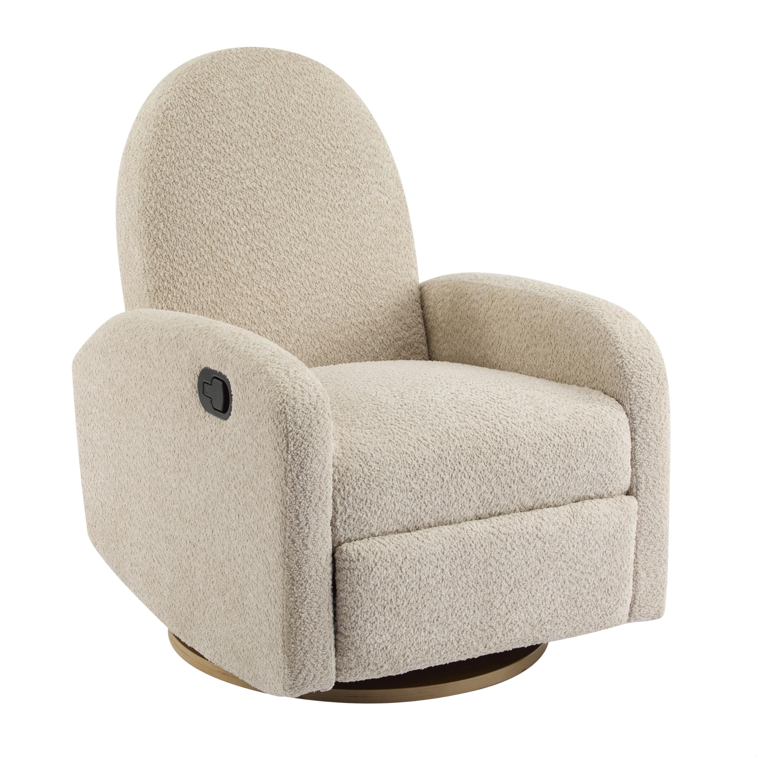 Swivel Glider Recliner Chair for Nursery with Boucle Upholstery