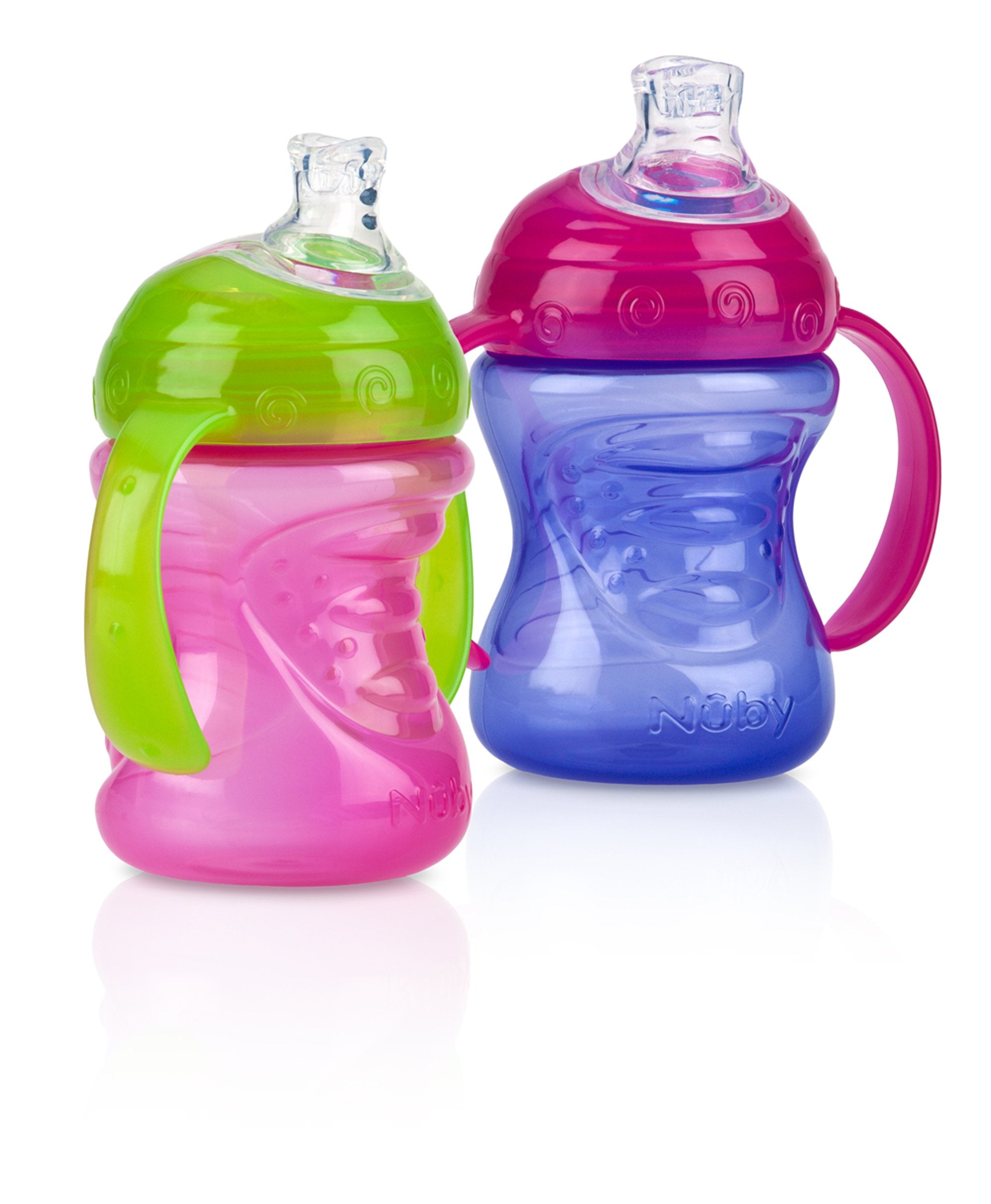 N-Handle No-Spill Super Spout Grip N' Sip Cups, 8 Ounce, Pink and Purple (Pack of 24)