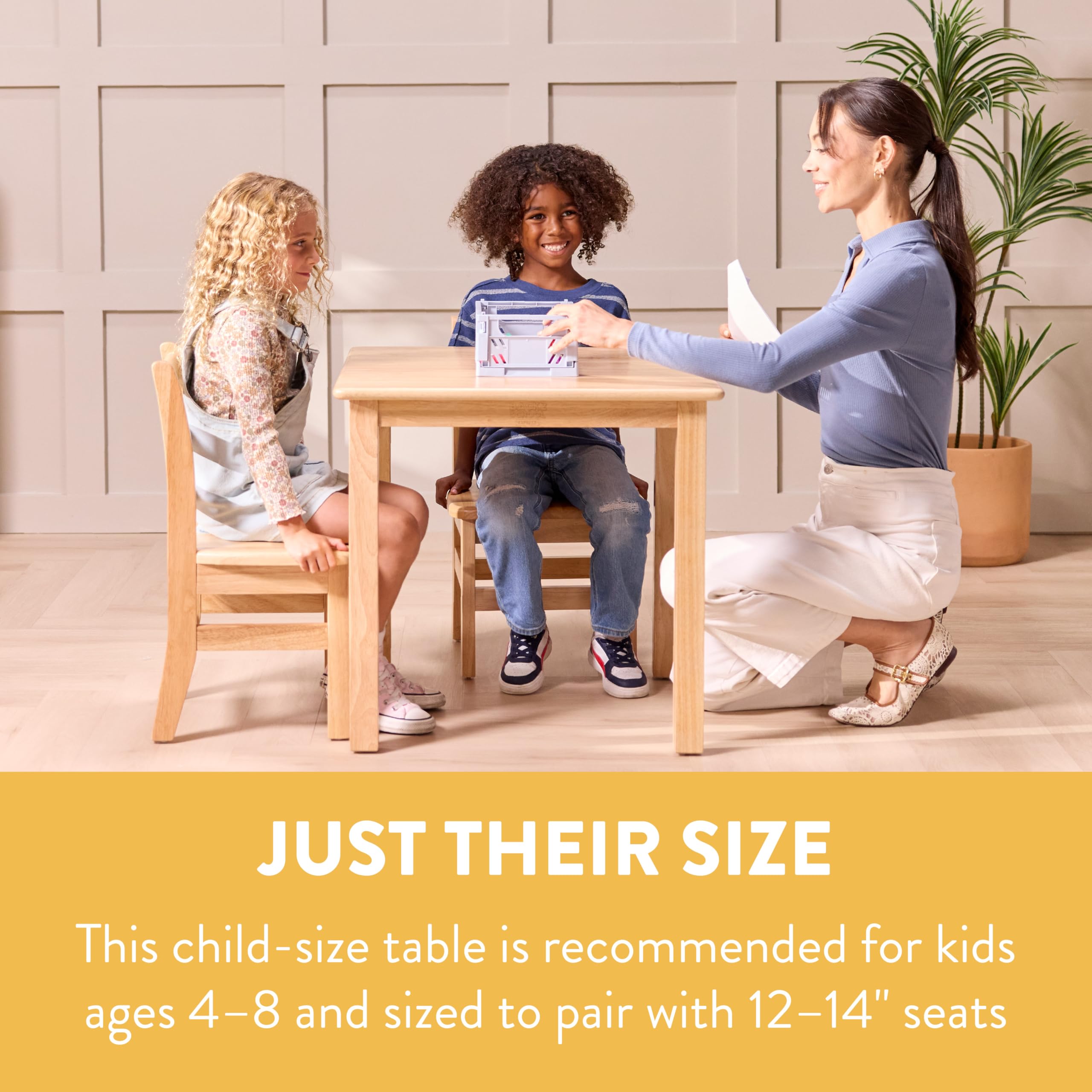 Square Kids Wood Table 24x24 Natural Finish