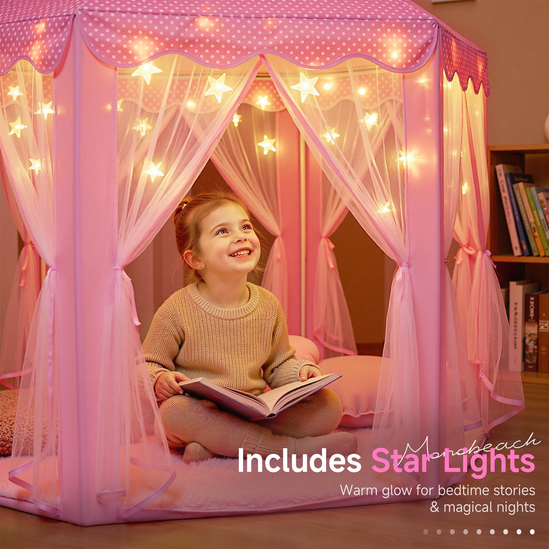 Princess Castle Play Tent with Star Lights