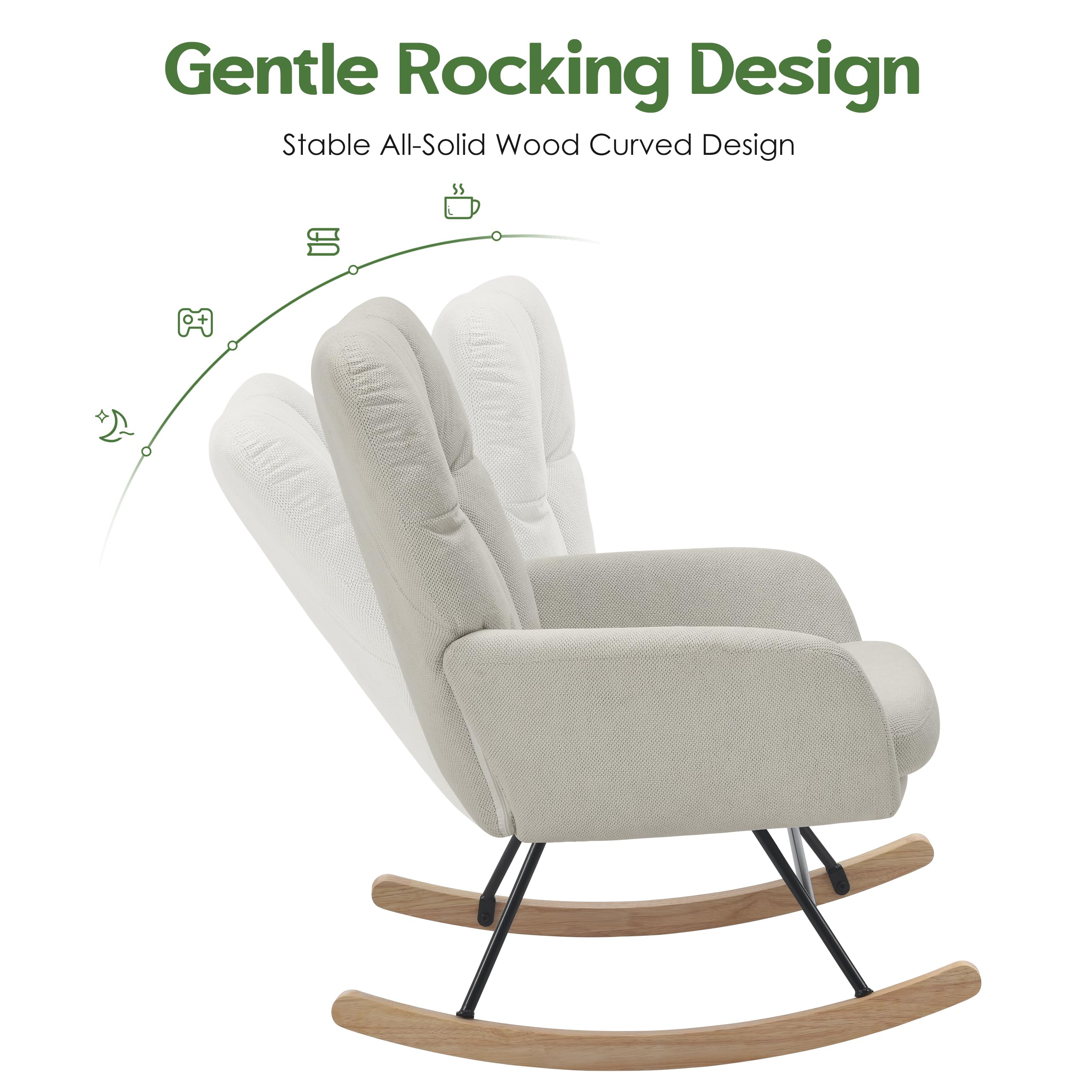 Teddy Nursery Rocking Chair with High Back Support